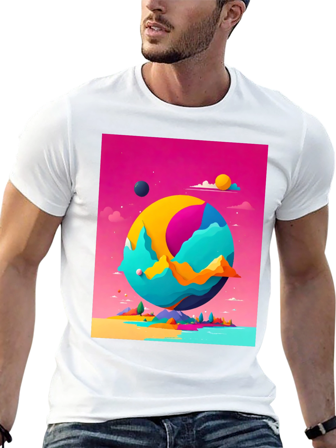 Abstract World Graphic Tee - Black Cotton