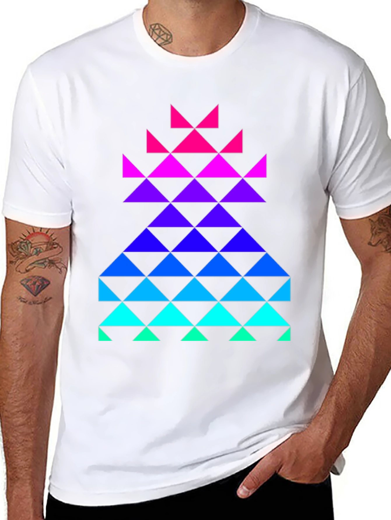 Gradient Triangle Graphic Black T-Shirt