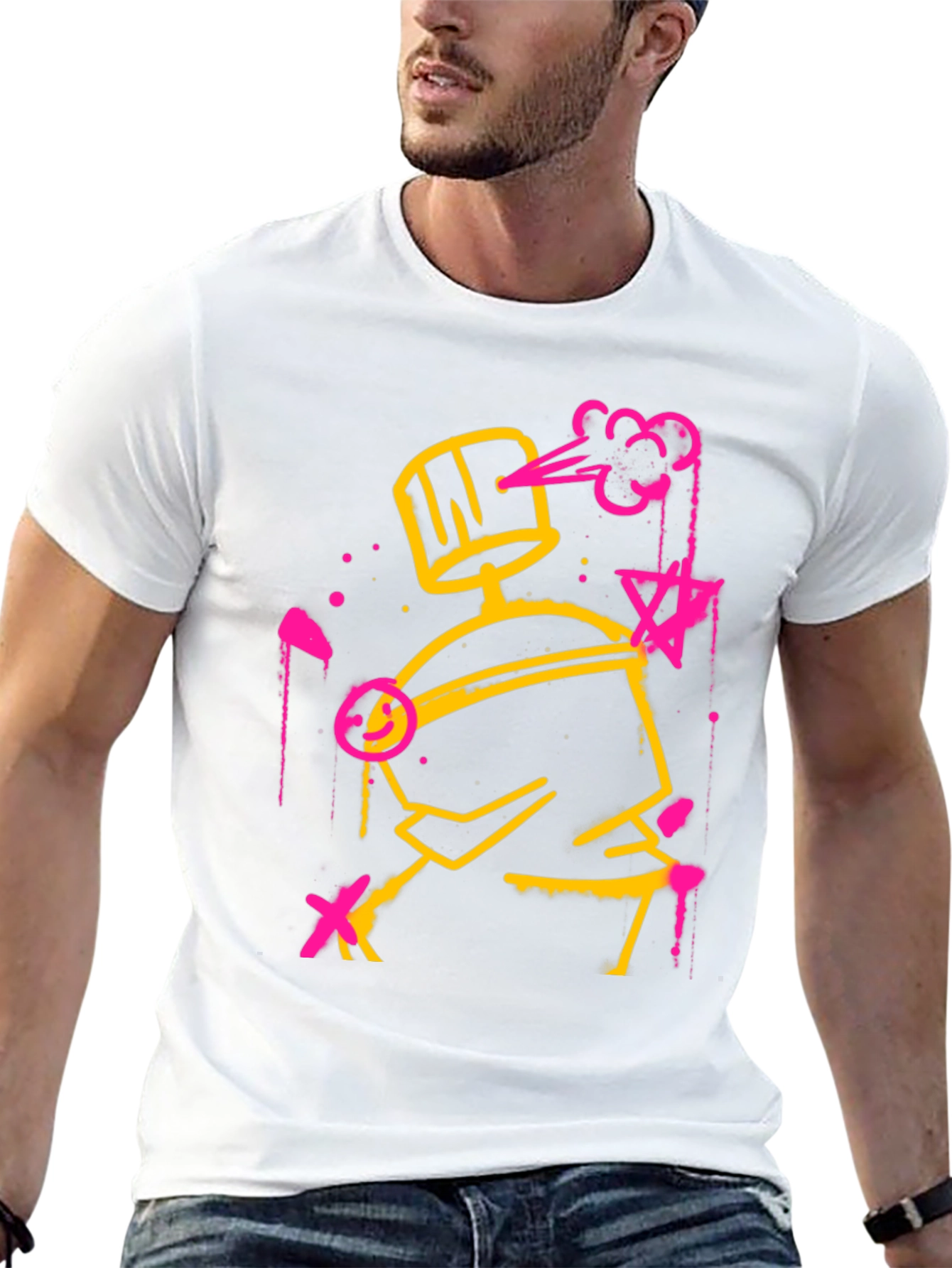 Abstract Spray Paint Graphic Tee - Black