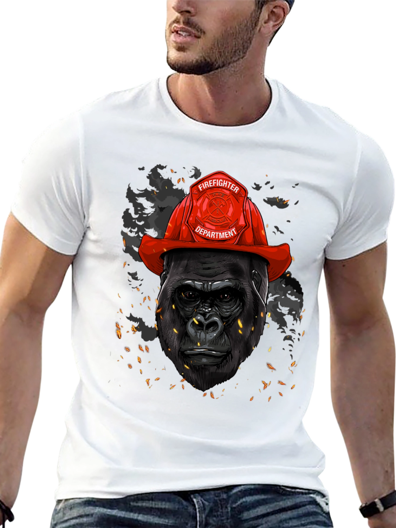 Gorilla Firefighter Graphic T-Shirt