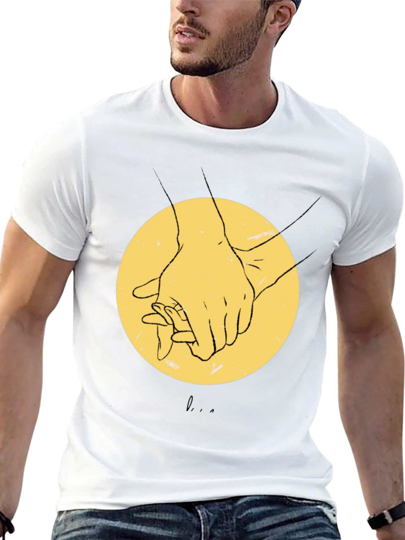 Hands Holding Graphic Black T-Shirt