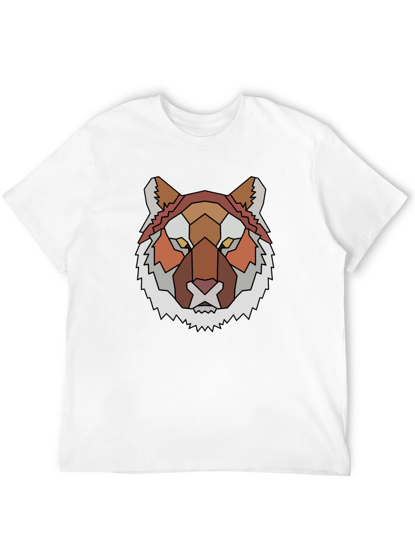 Geometric Tiger Graphic Tee - Unique Mens Black T-Shirt