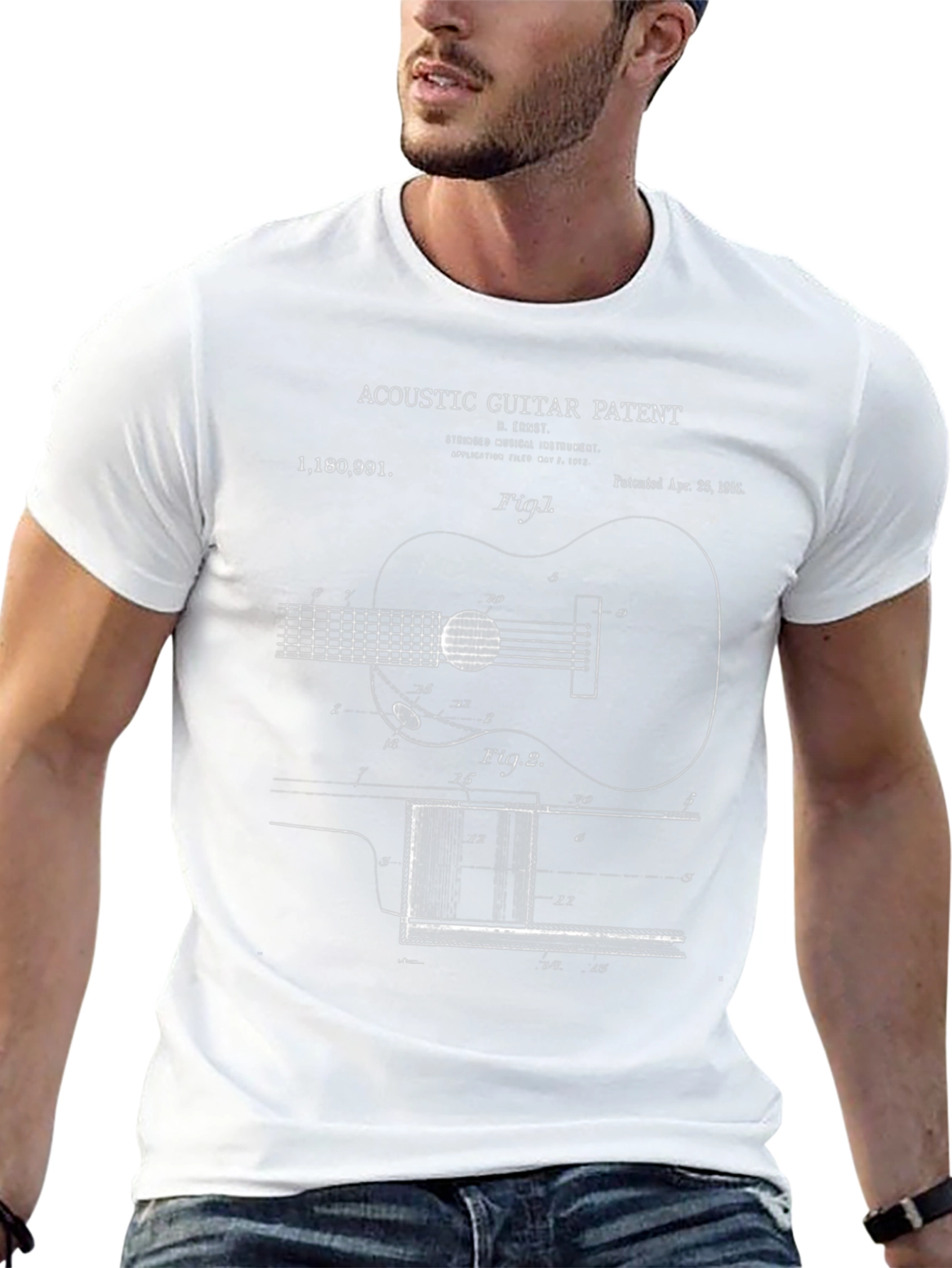 Acoustic Guitar Patent Print T-Shirt