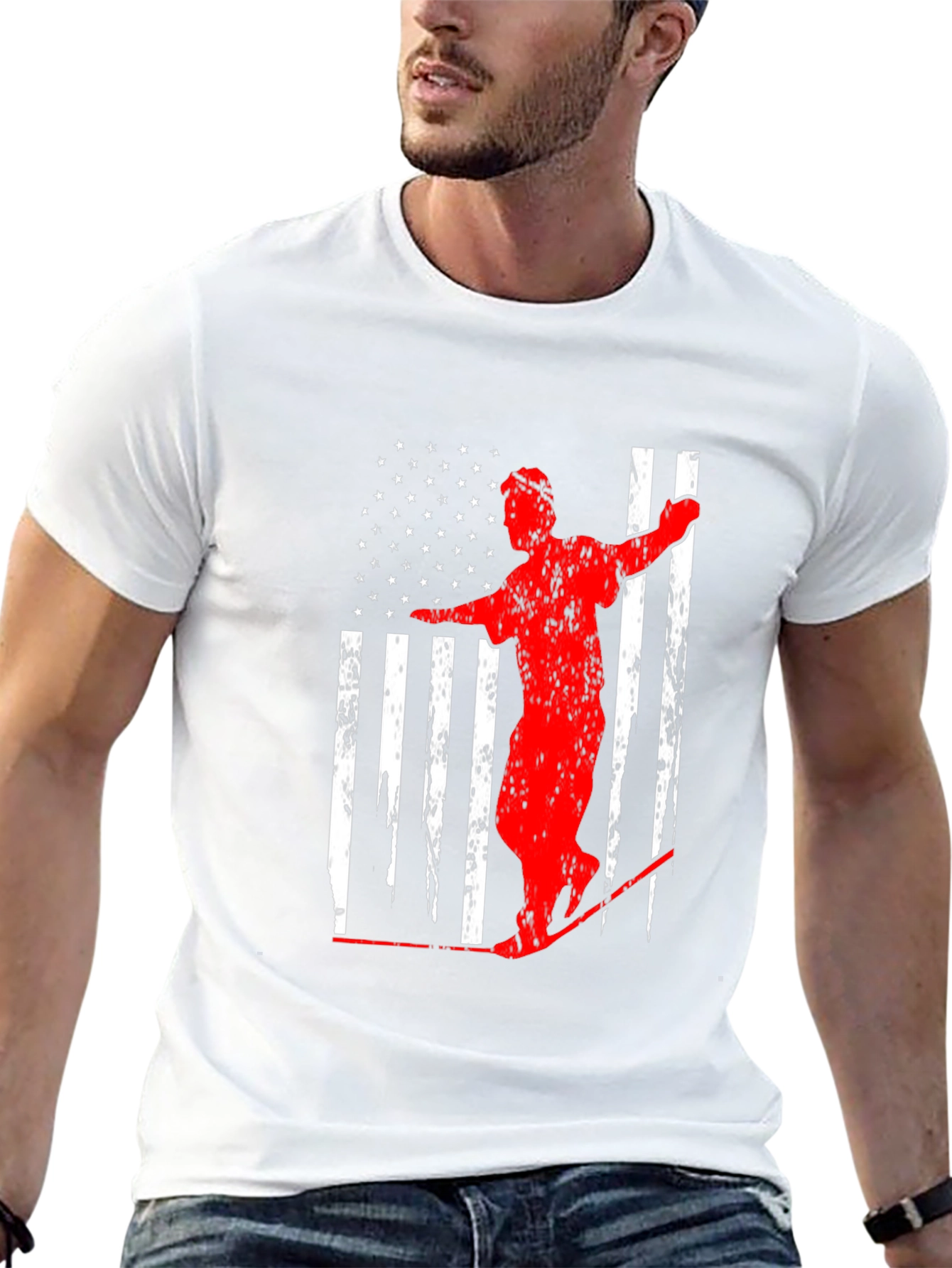 American Flag Ski T-Shirt