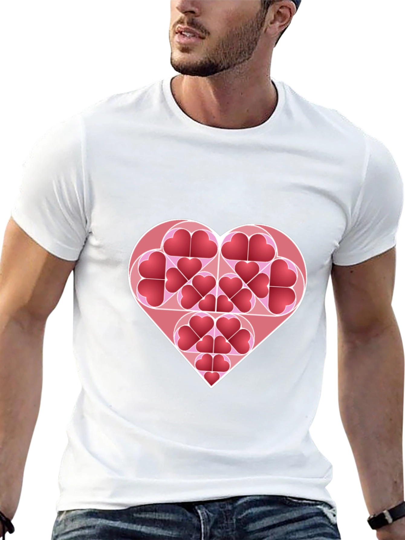 Heart Pattern Black T-Shirt