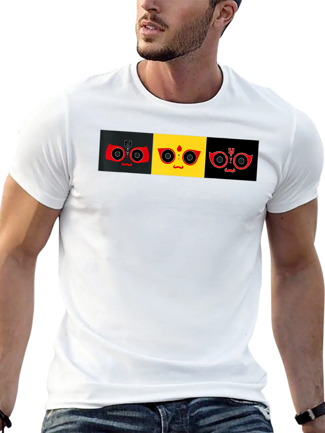 Graphic Print T-Shirt: Abstract Faces Tee