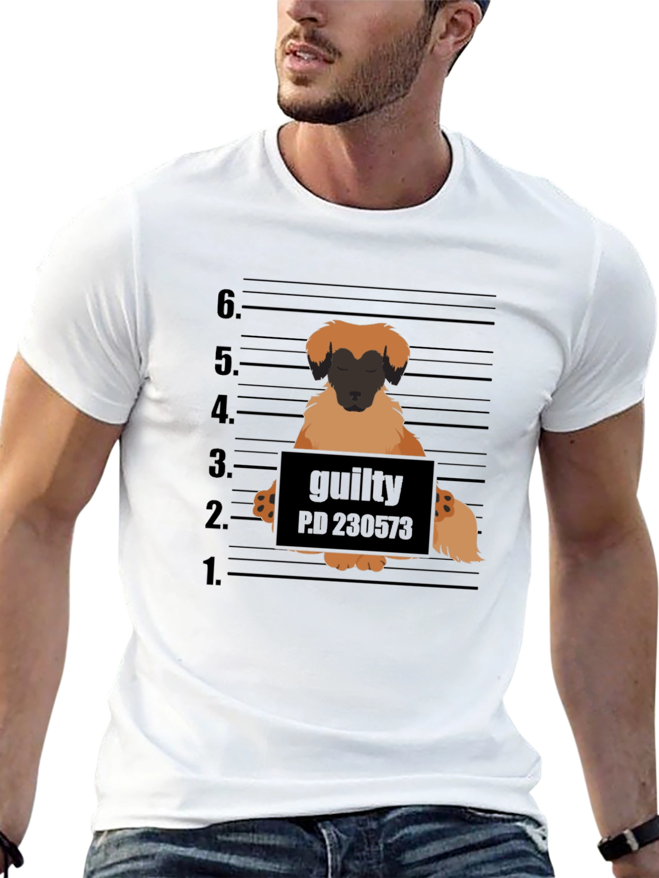 Guilty Dog Mugshot Graphic T-Shirt
