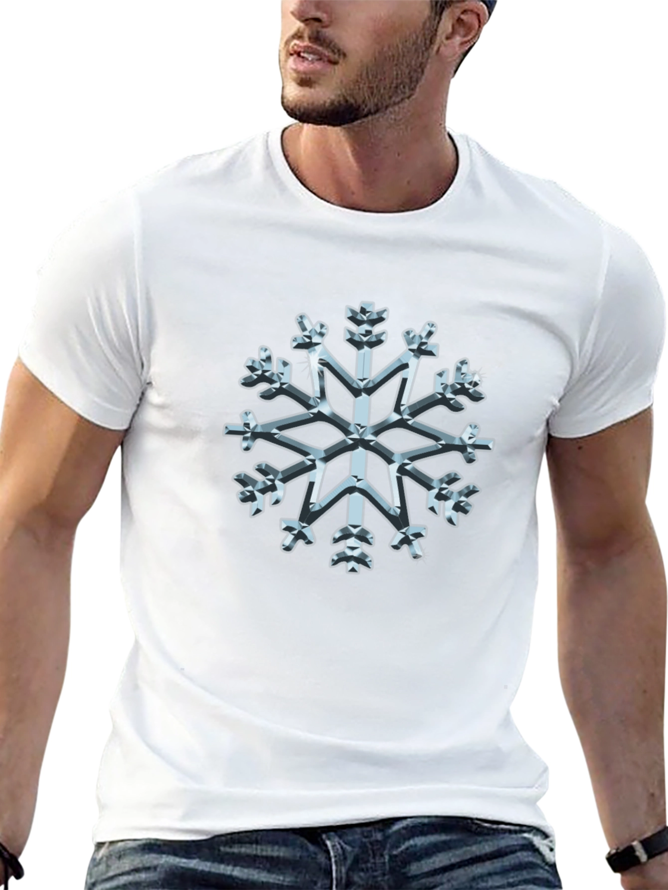 3D Snowflake Graphic Tee - Winter Holiday Style