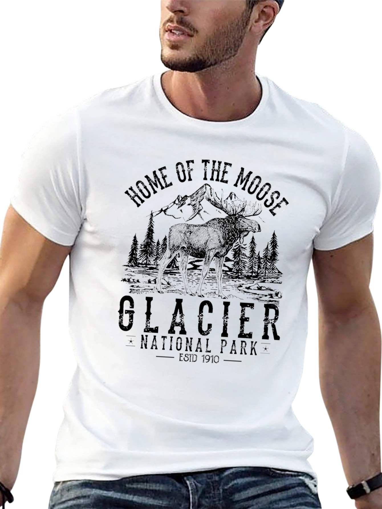 Glacier National Park Moose Graphic T-Shirt