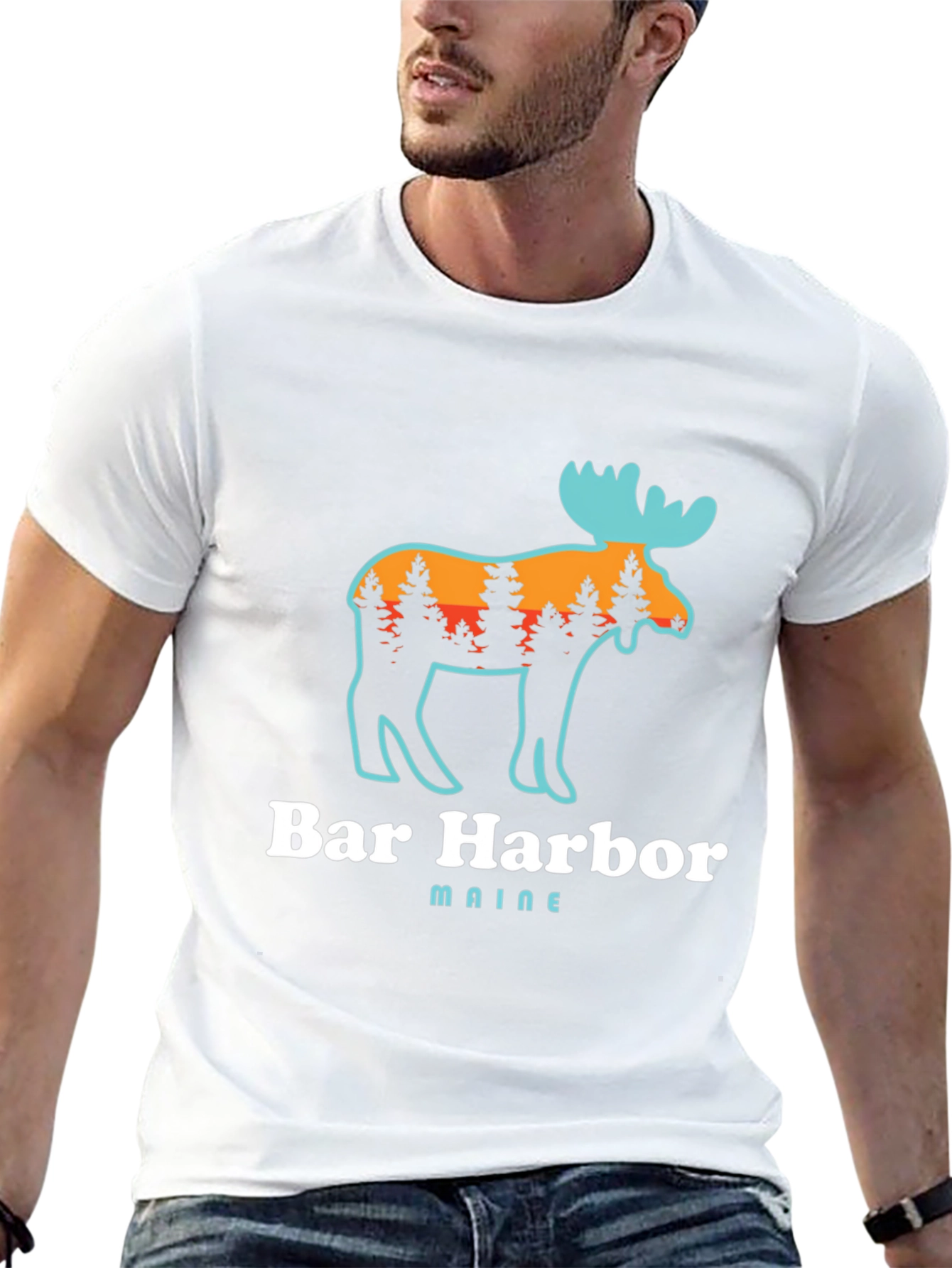 Bar Harbor Maine Moose Graphic T-Shirt