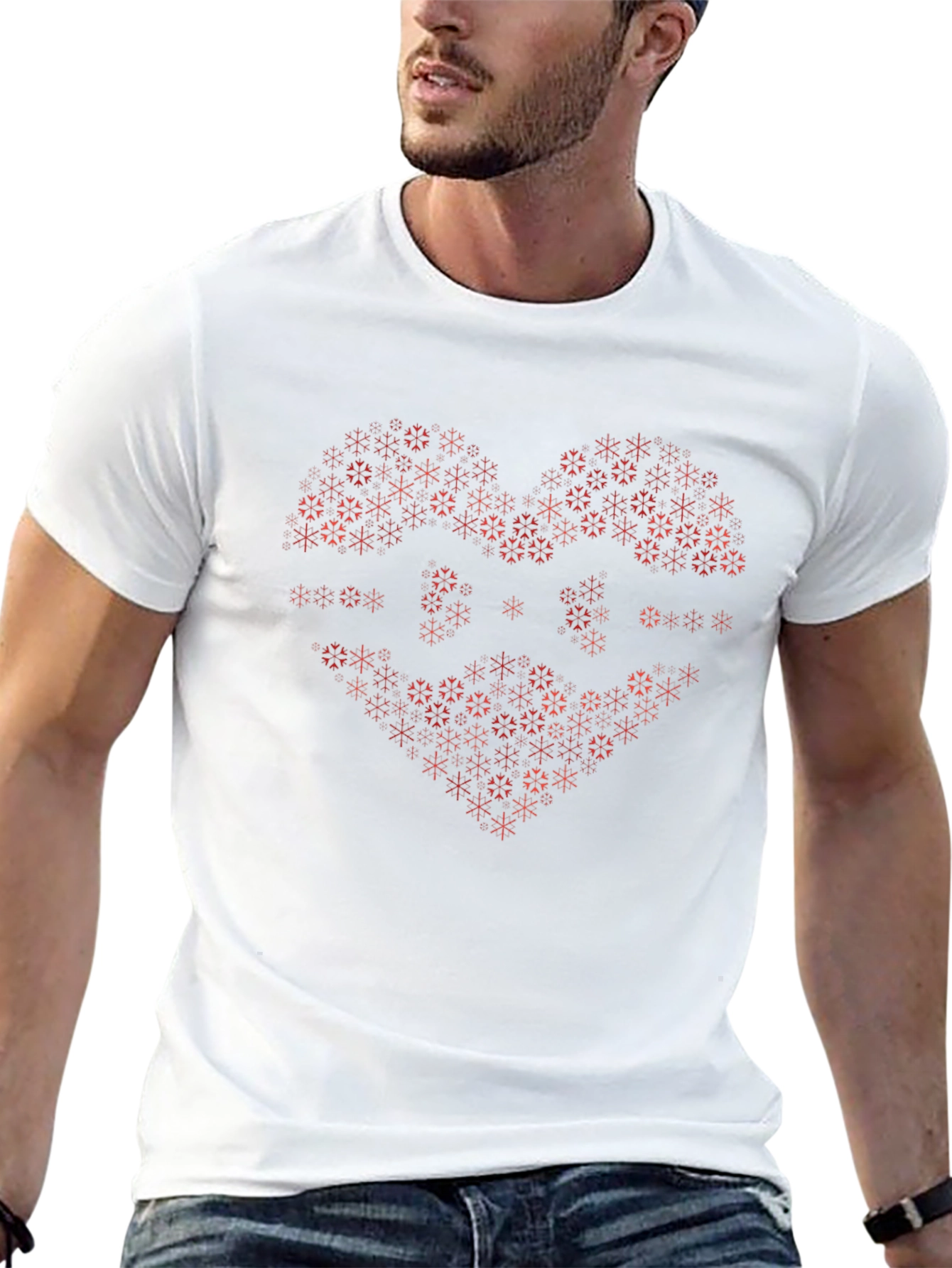 Geometric Heart Graphic Tee - Black