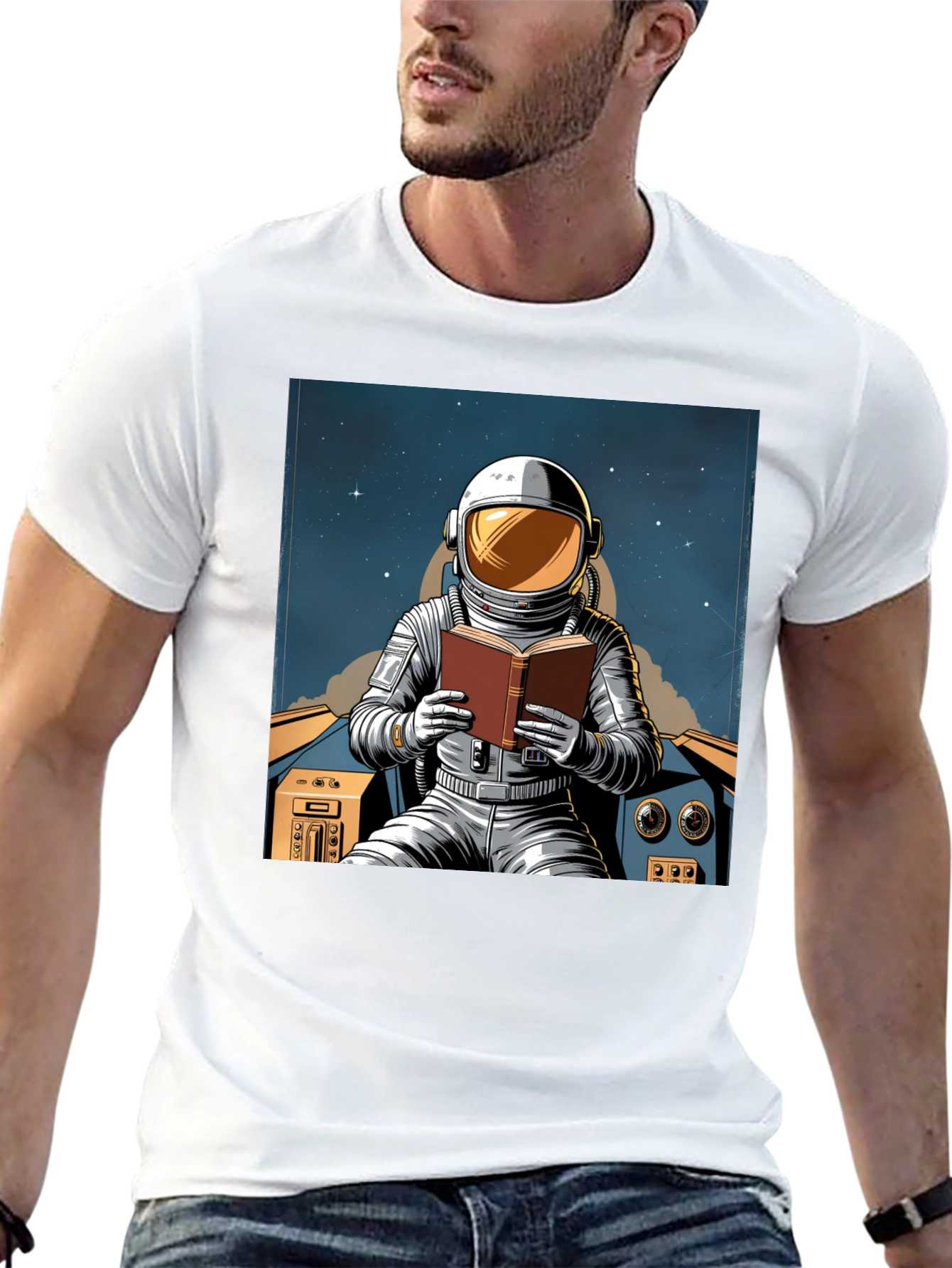 Astronaut Reading Book T-Shirt