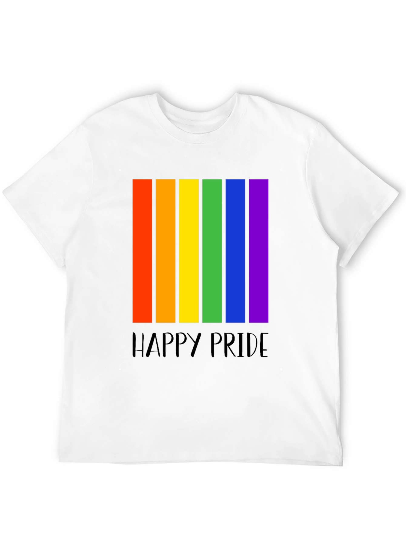 Happy Pride Rainbow Stripe Graphic T-Shirt
