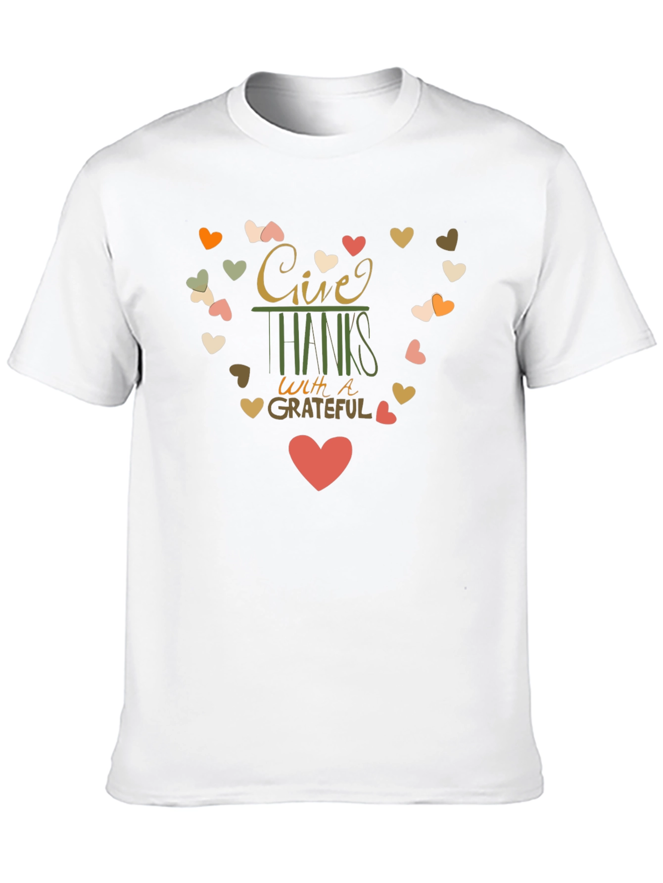Give Thanks Heart Graphic Tee - Stylish Thanksgiving Apparel