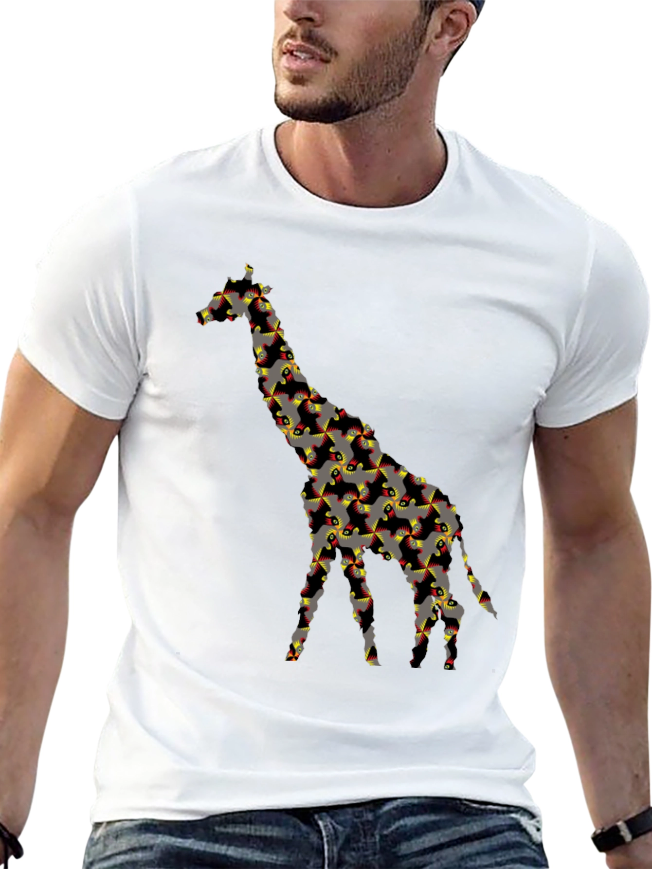 Abstract Giraffe Graphic Tee - Black T-Shirt
