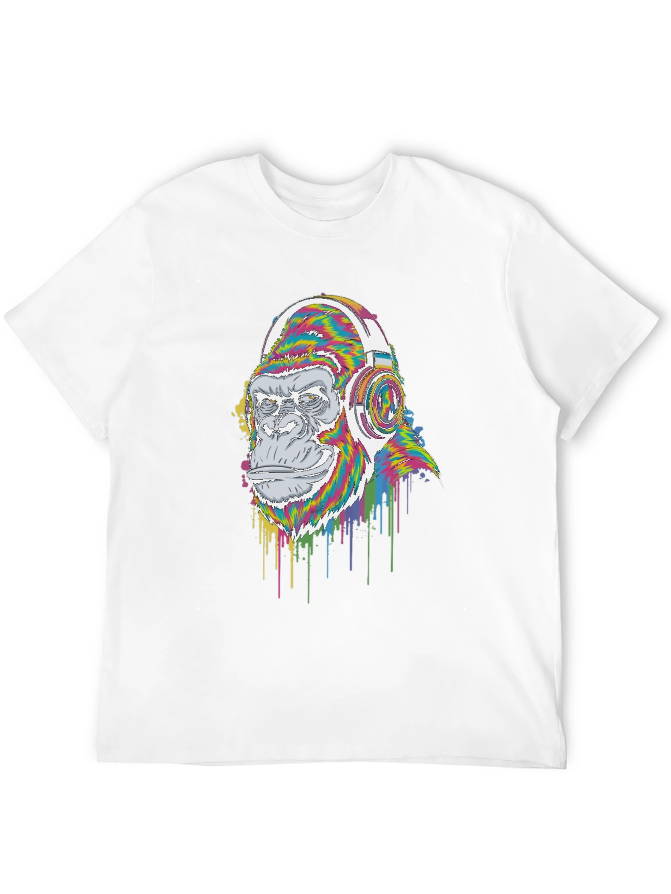 Gorilla with Headphones Graphic Tee - Black