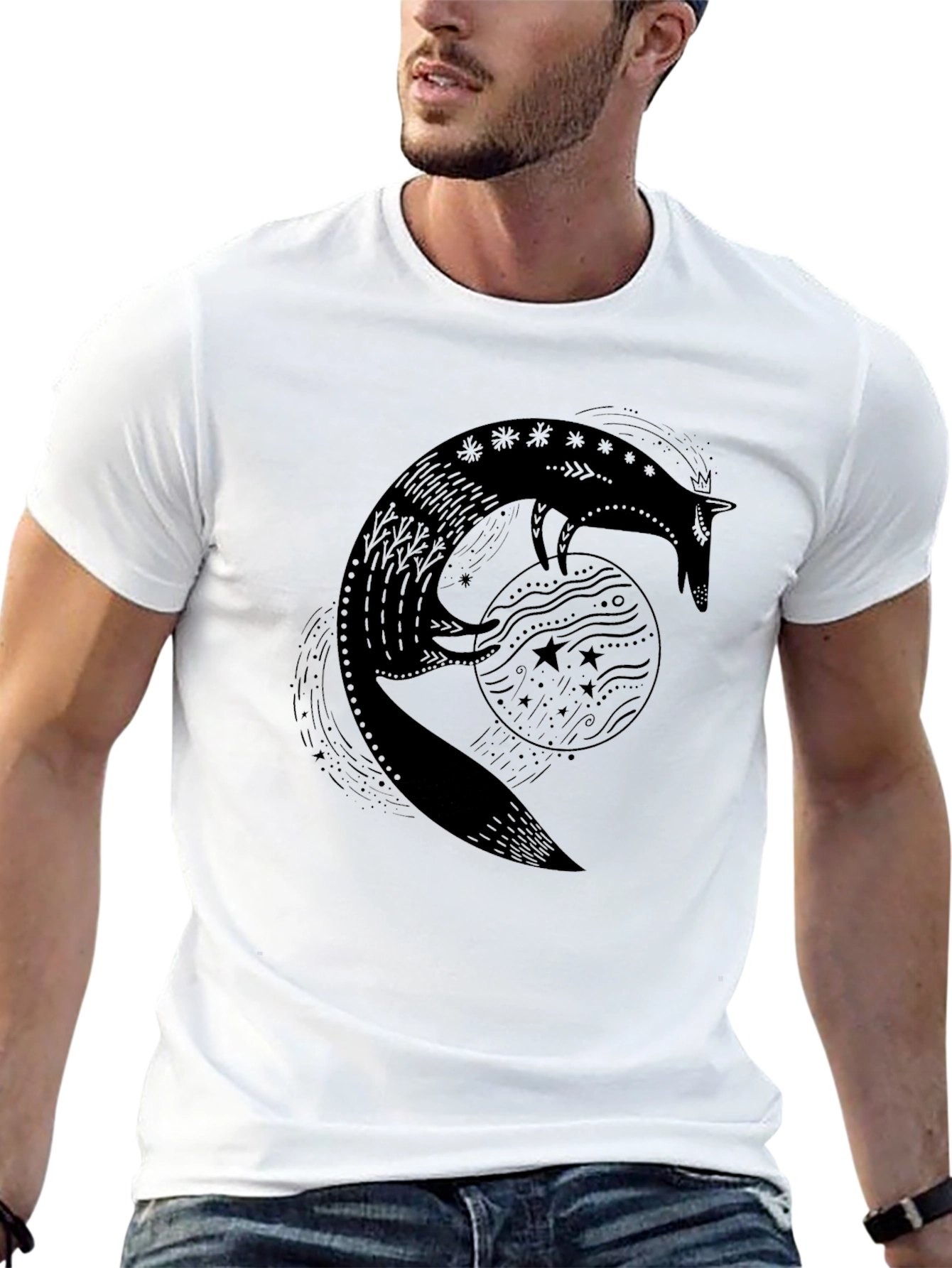Black Fox & Moon Graphic Tee