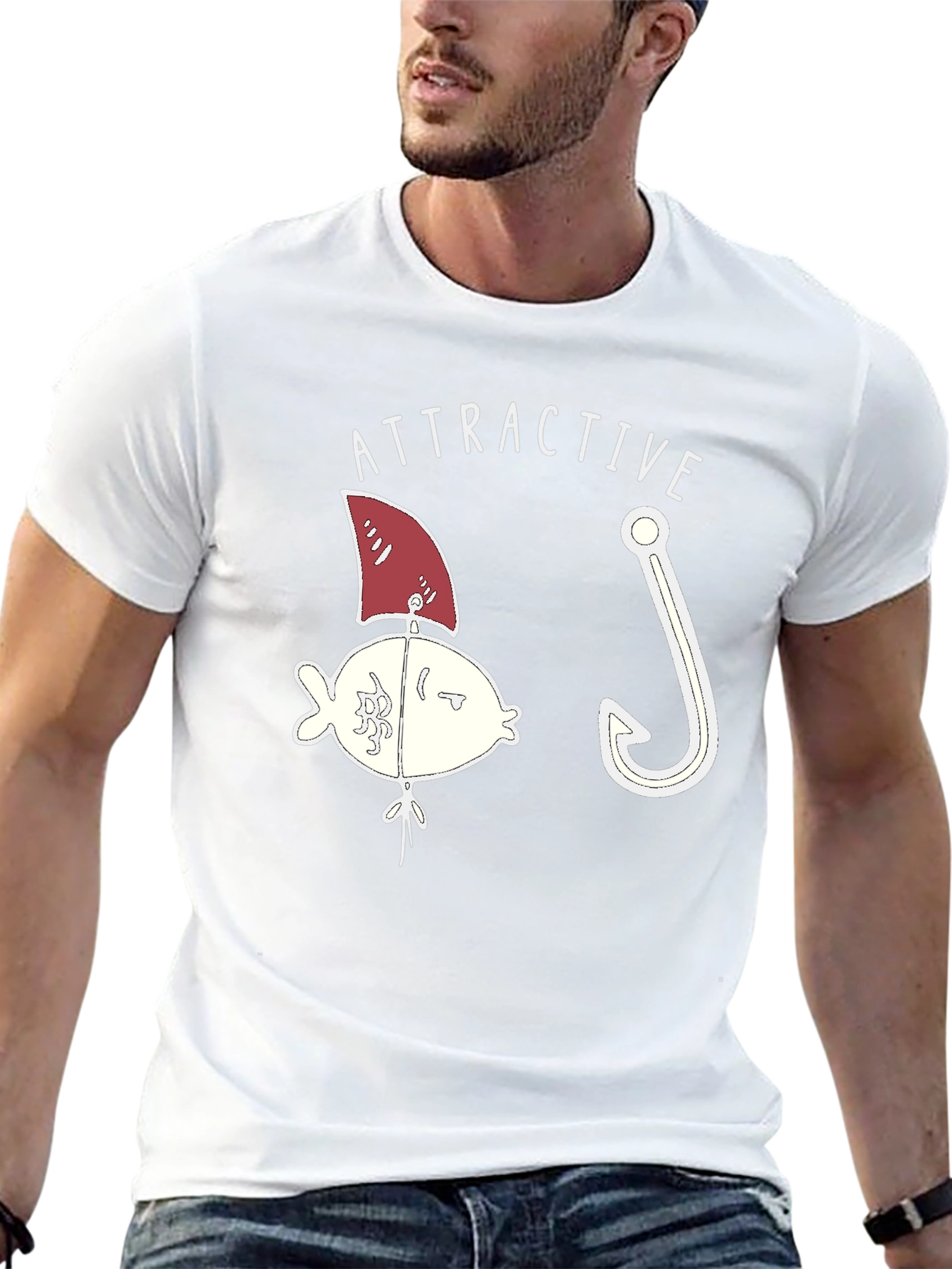 Attractive Fish T-Shirt Funny Fishing Bait Tee