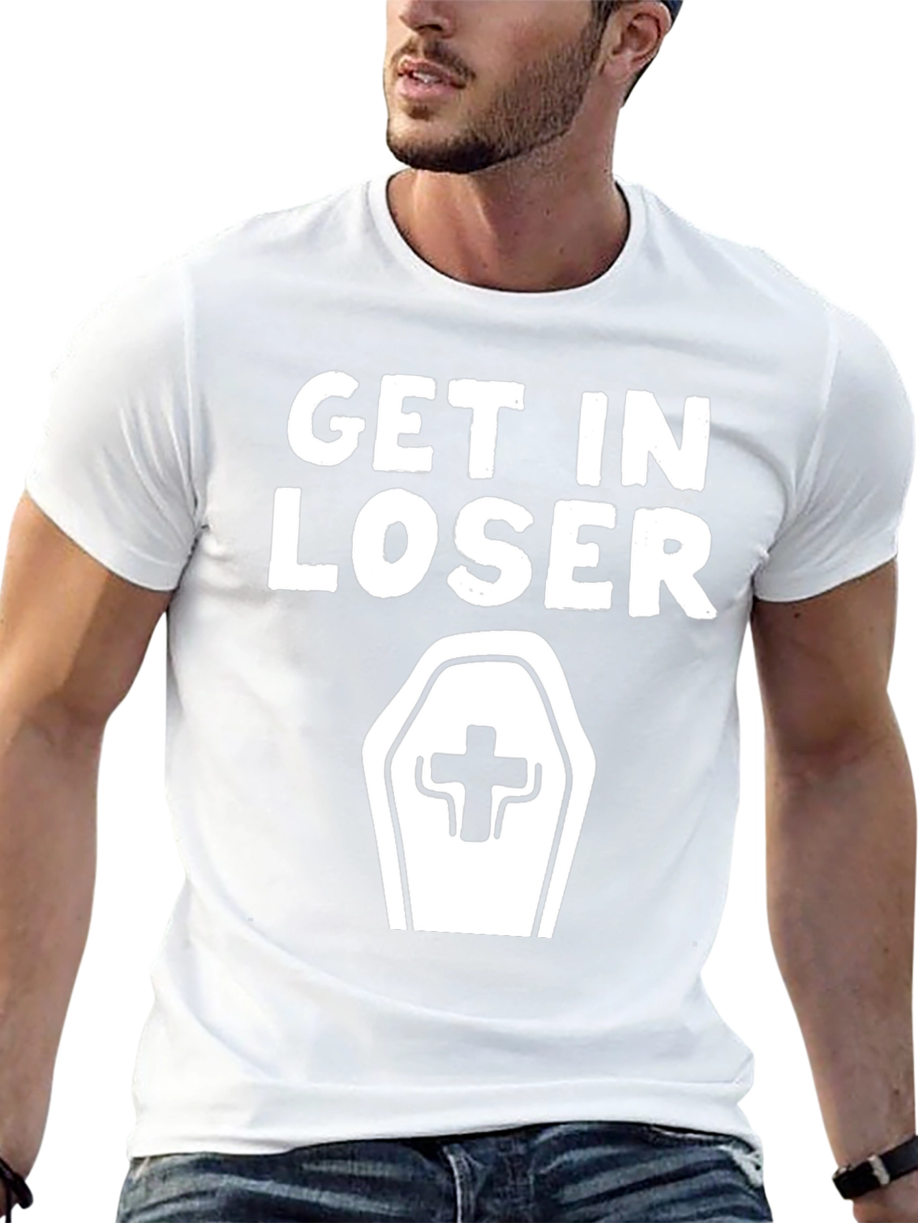 Get In Loser Coffin Graphic T-Shirt
