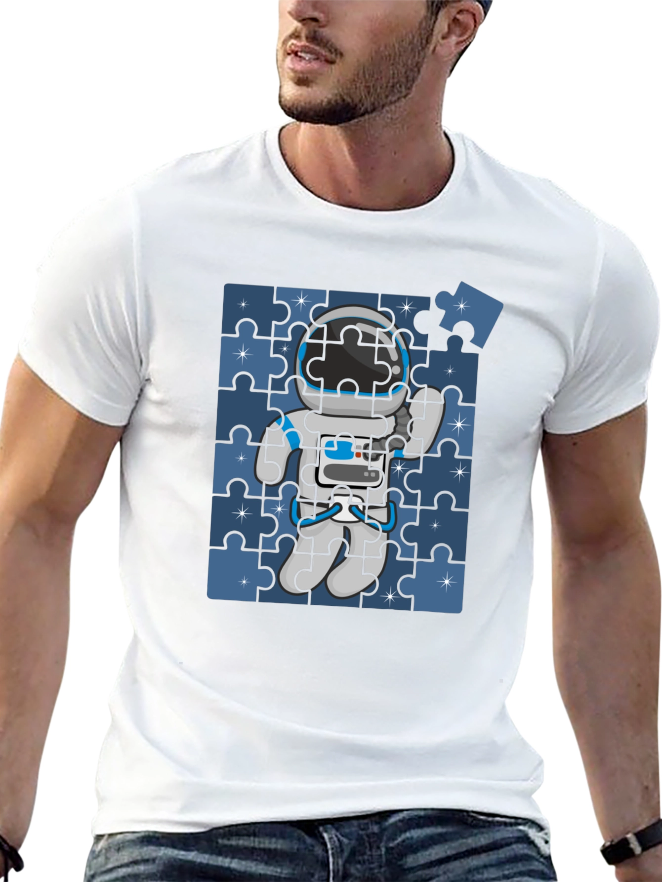 Astronaut Puzzle Piece T-Shirt - Space Exploration Tee