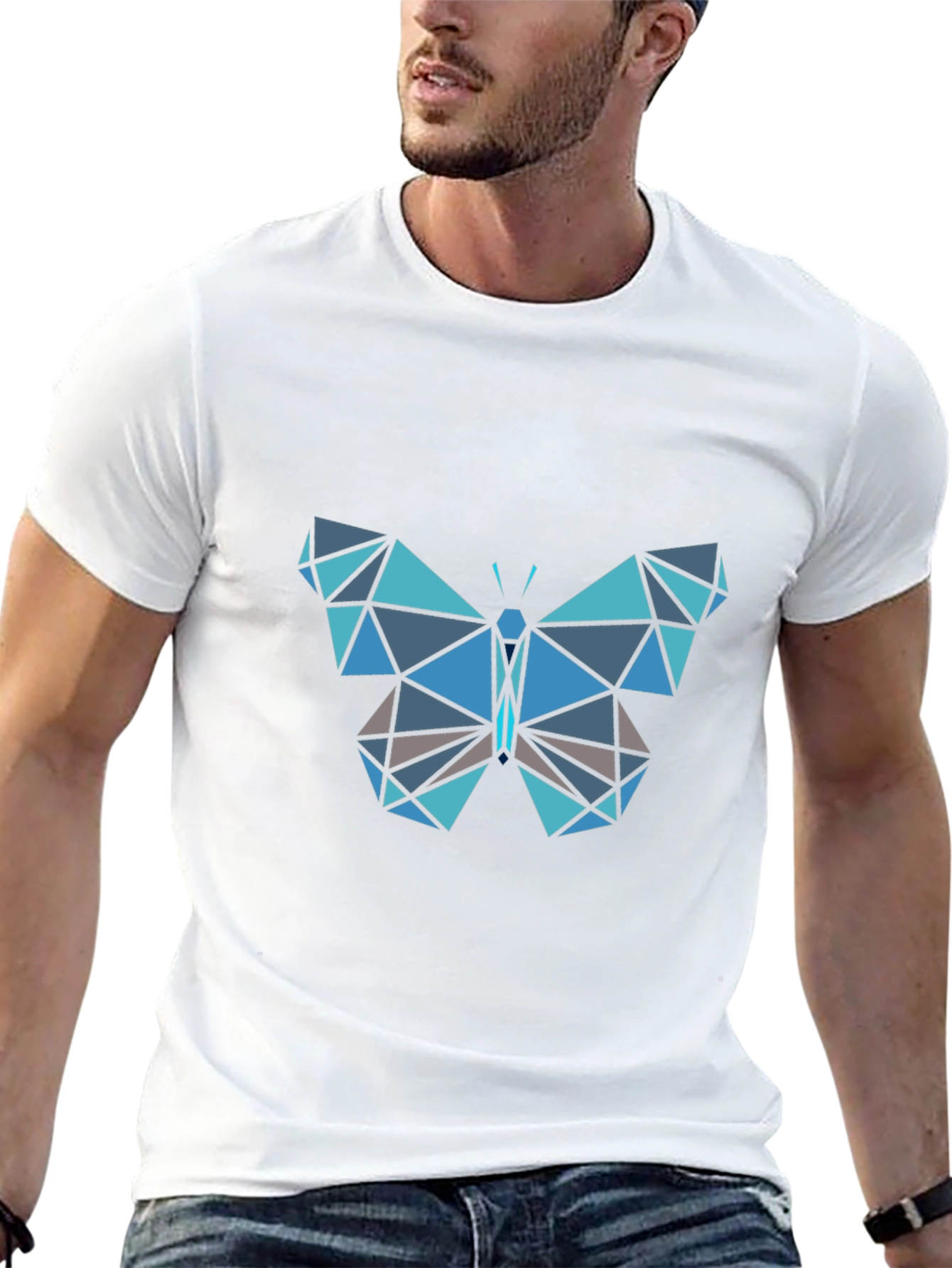 Geometric Butterfly Graphic Tee - Modern Style
