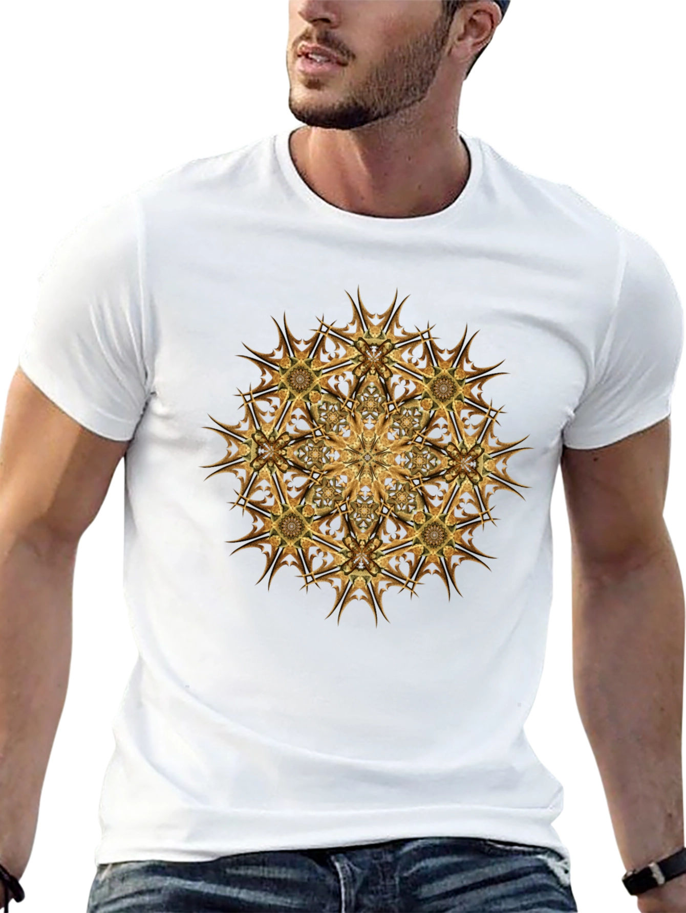 Golden Mandala Graphic Black T-Shirt