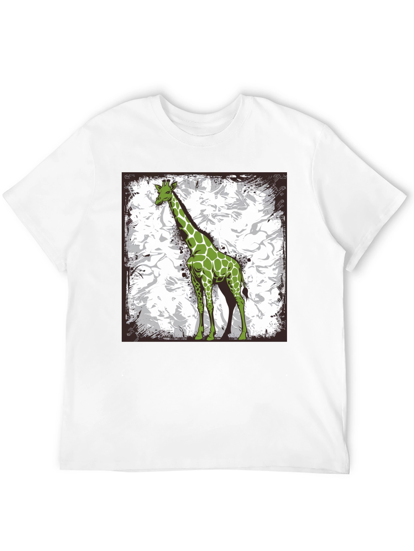 Green Giraffe Graphic Tee - Stylish Animal Print Shirt