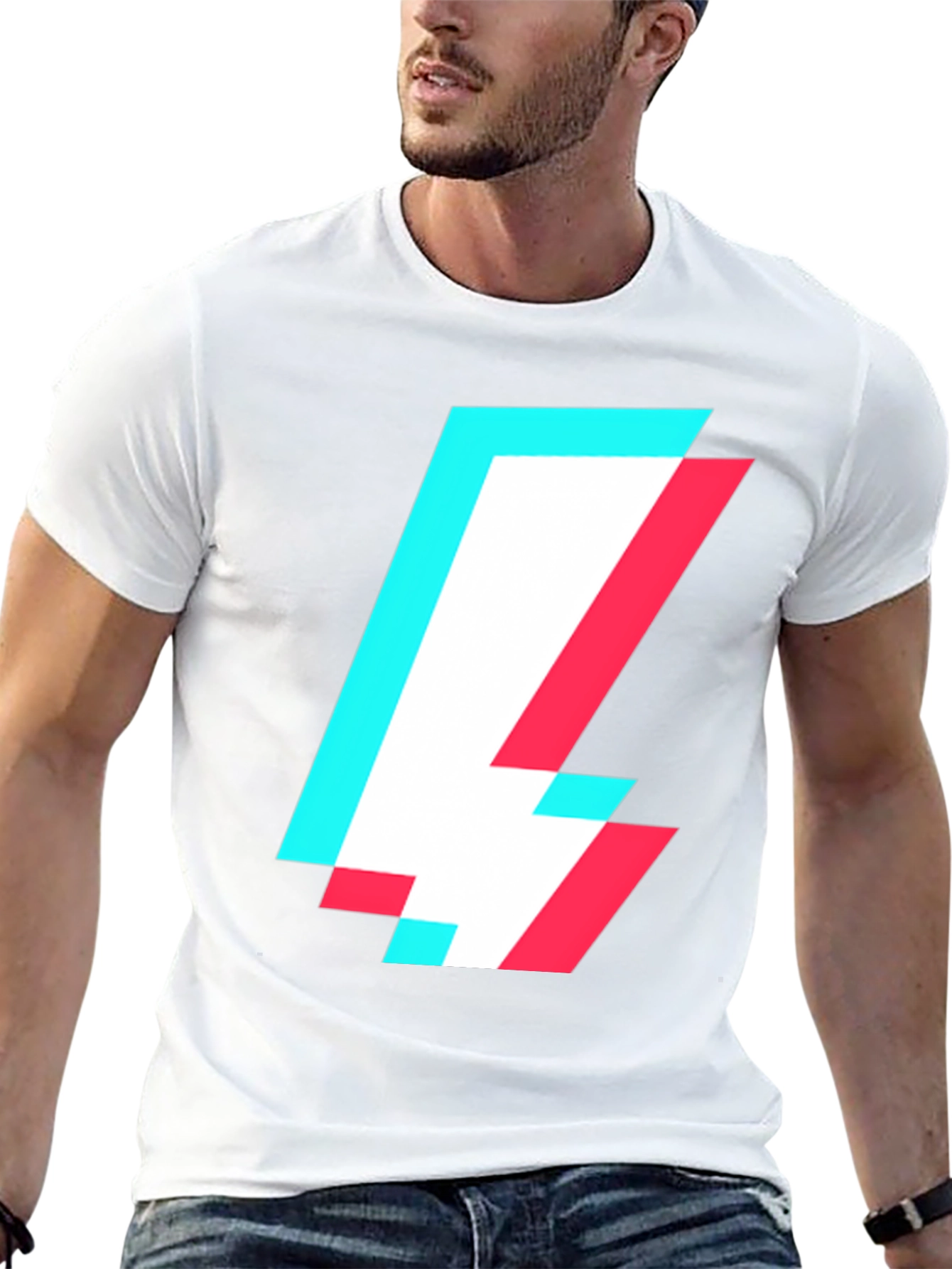 Abstract Glitch Bolt T-Shirt - Modern Style