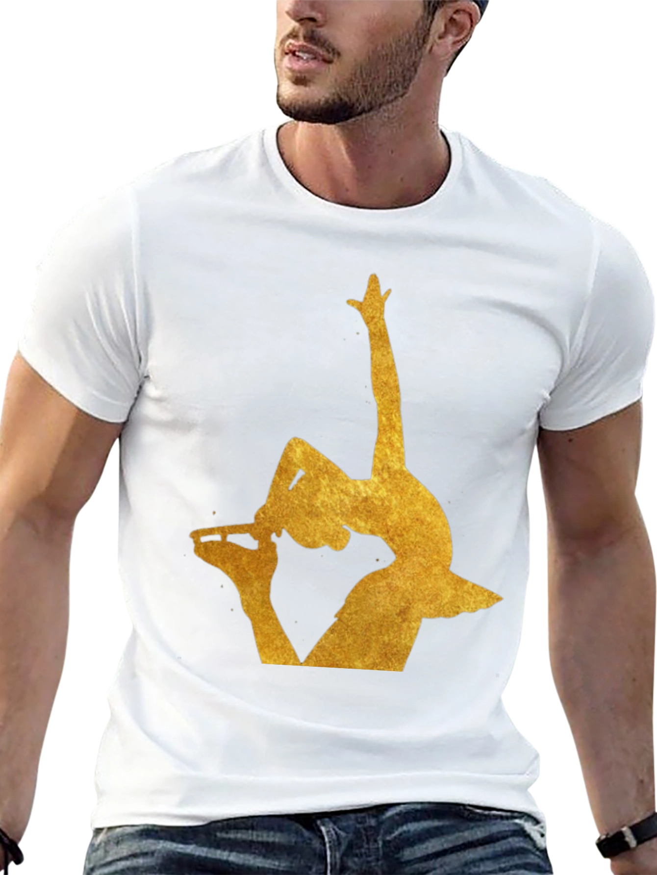 Gold Ballerina Silhouette Black T-Shirt