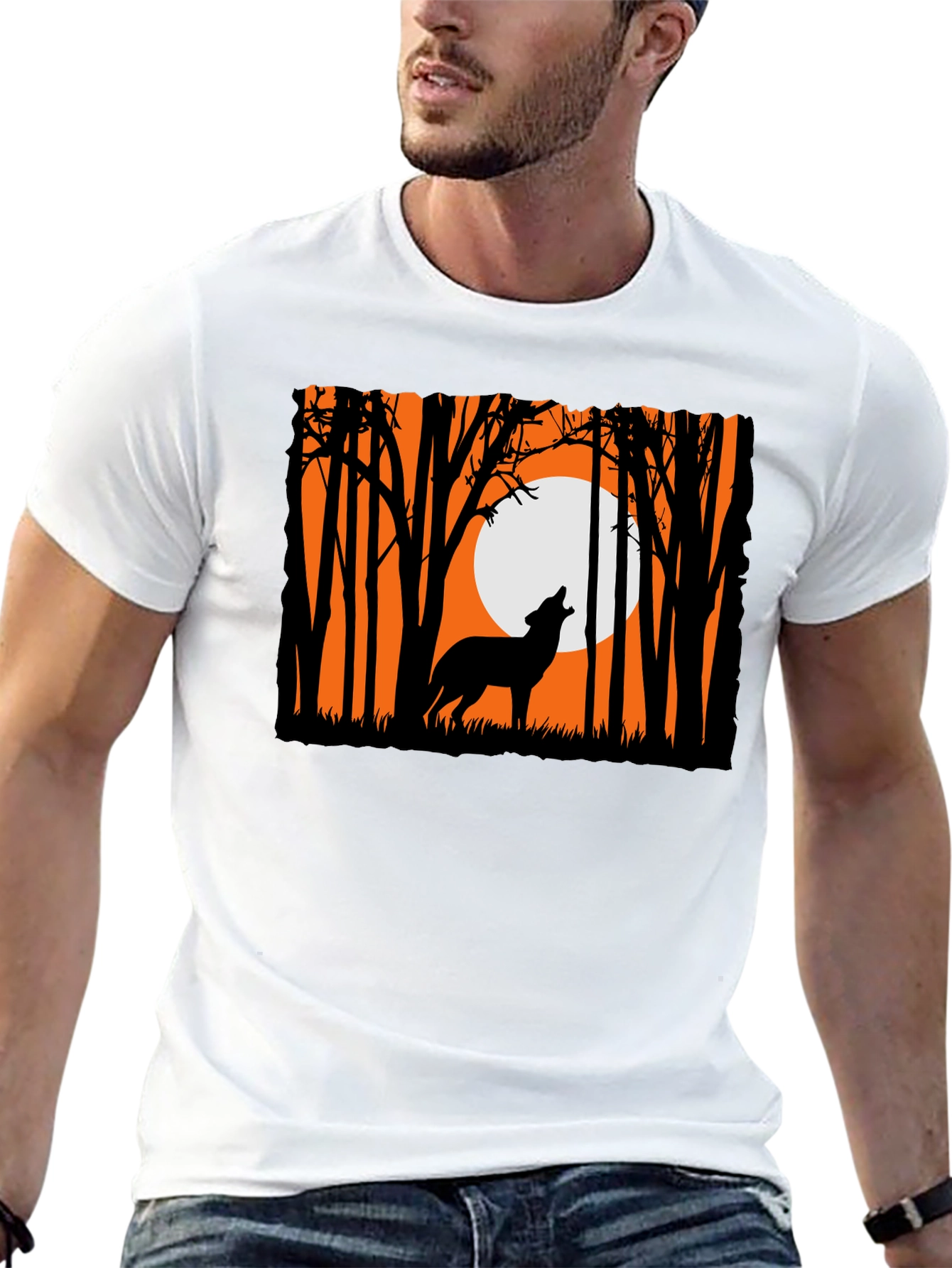 Wolf Howling at Moon Graphic Tee