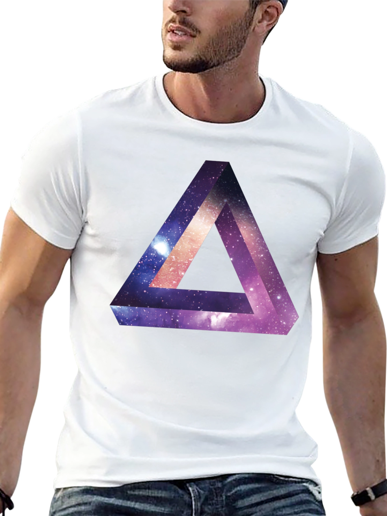 Galaxy Triangle Graphic Tee - Modern Illusion Shirt