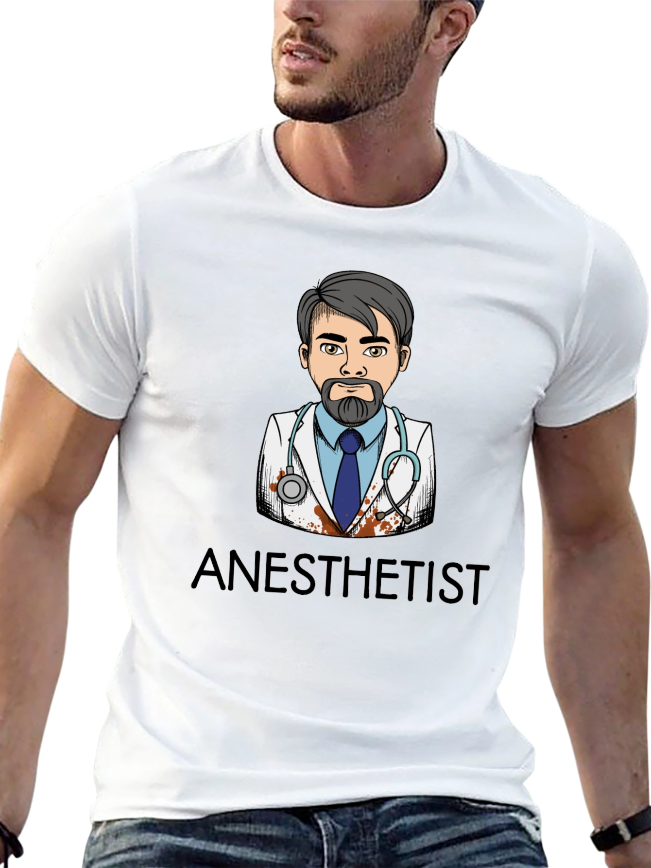 Anesthetist Cartoon Graphic Black T-Shirt