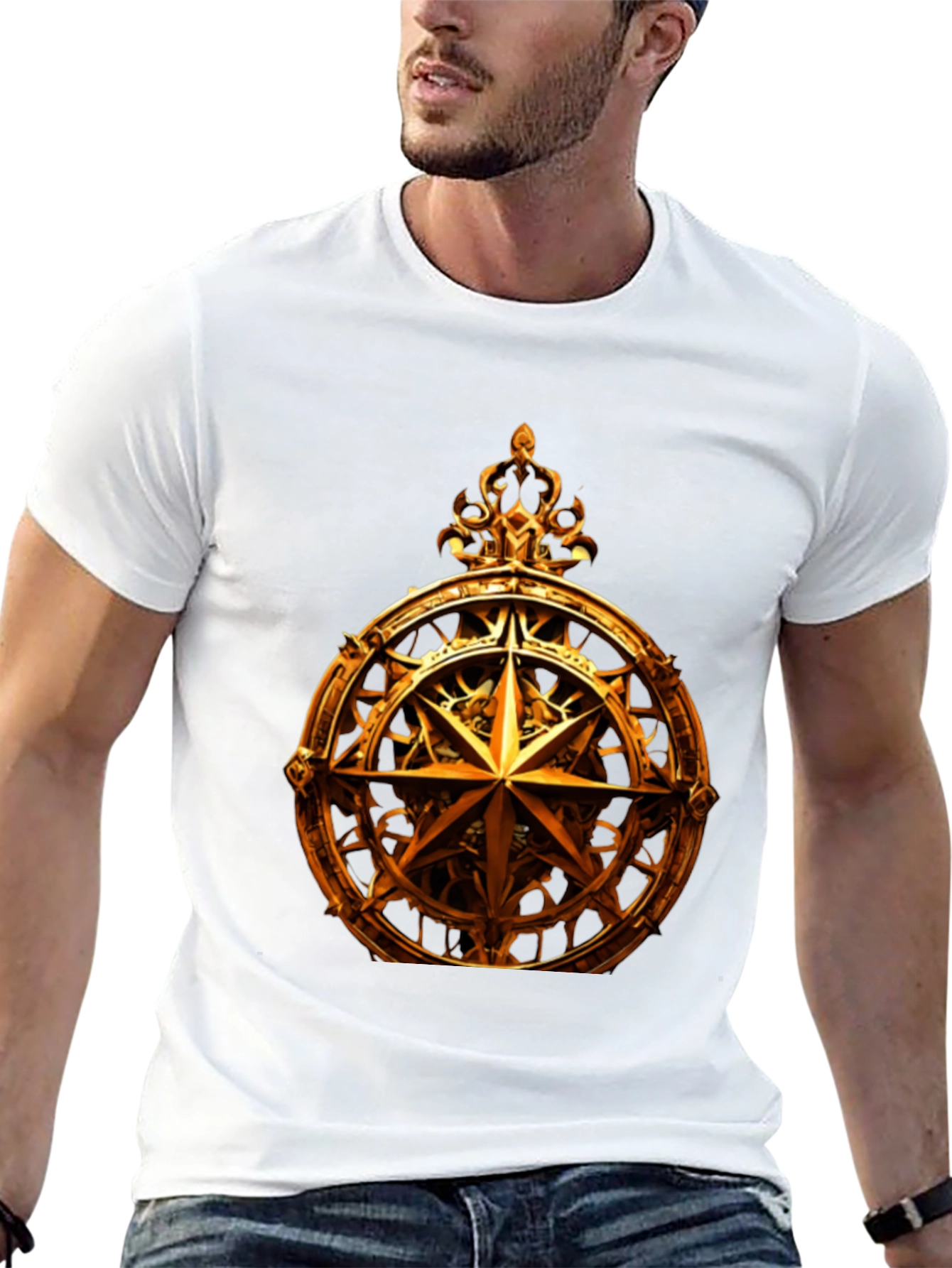 Golden Compass Rose Graphic T-Shirt