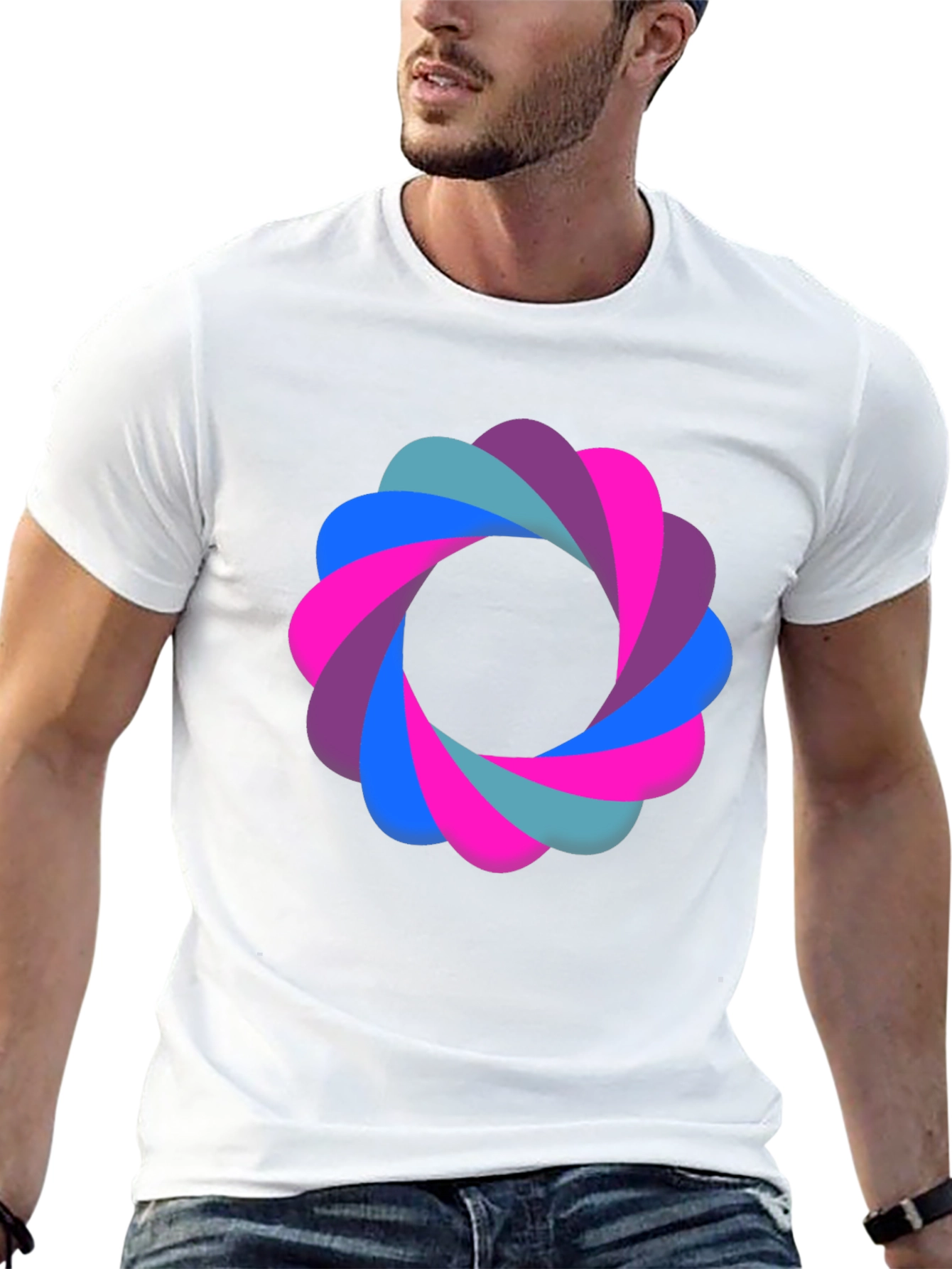 Abstract Flower Graphic Black T-Shirt