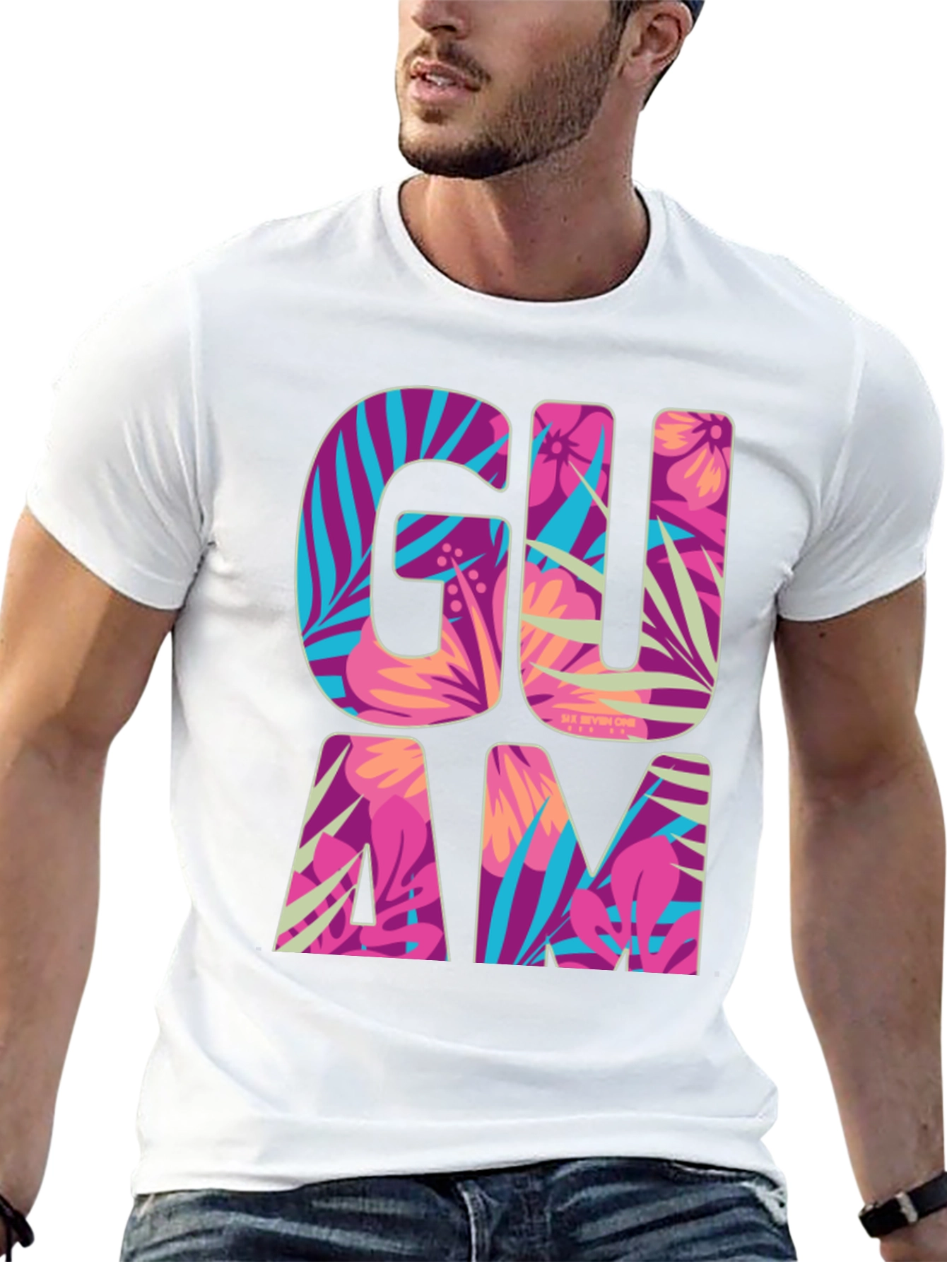 Guam Tropical Floral T-Shirt Island Souvenir Tee