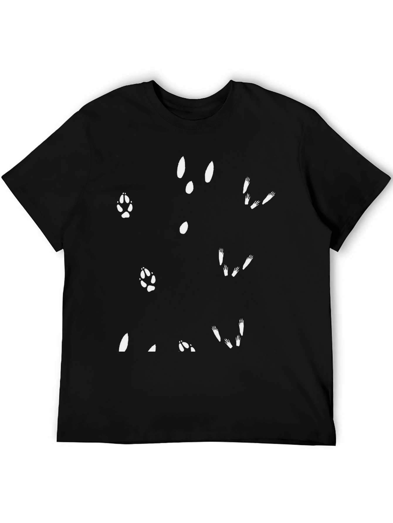 Animal Track Pattern Black T-Shirt
