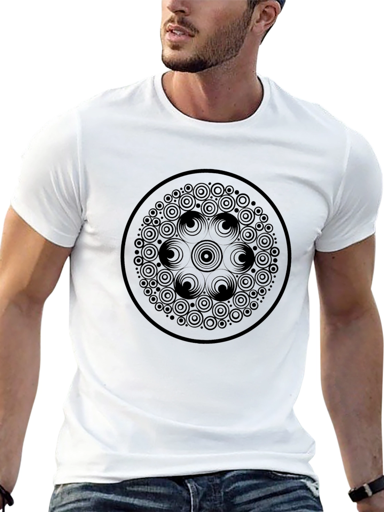 Geometric Circle Graphic Tee - Stylish Black T-Shirt