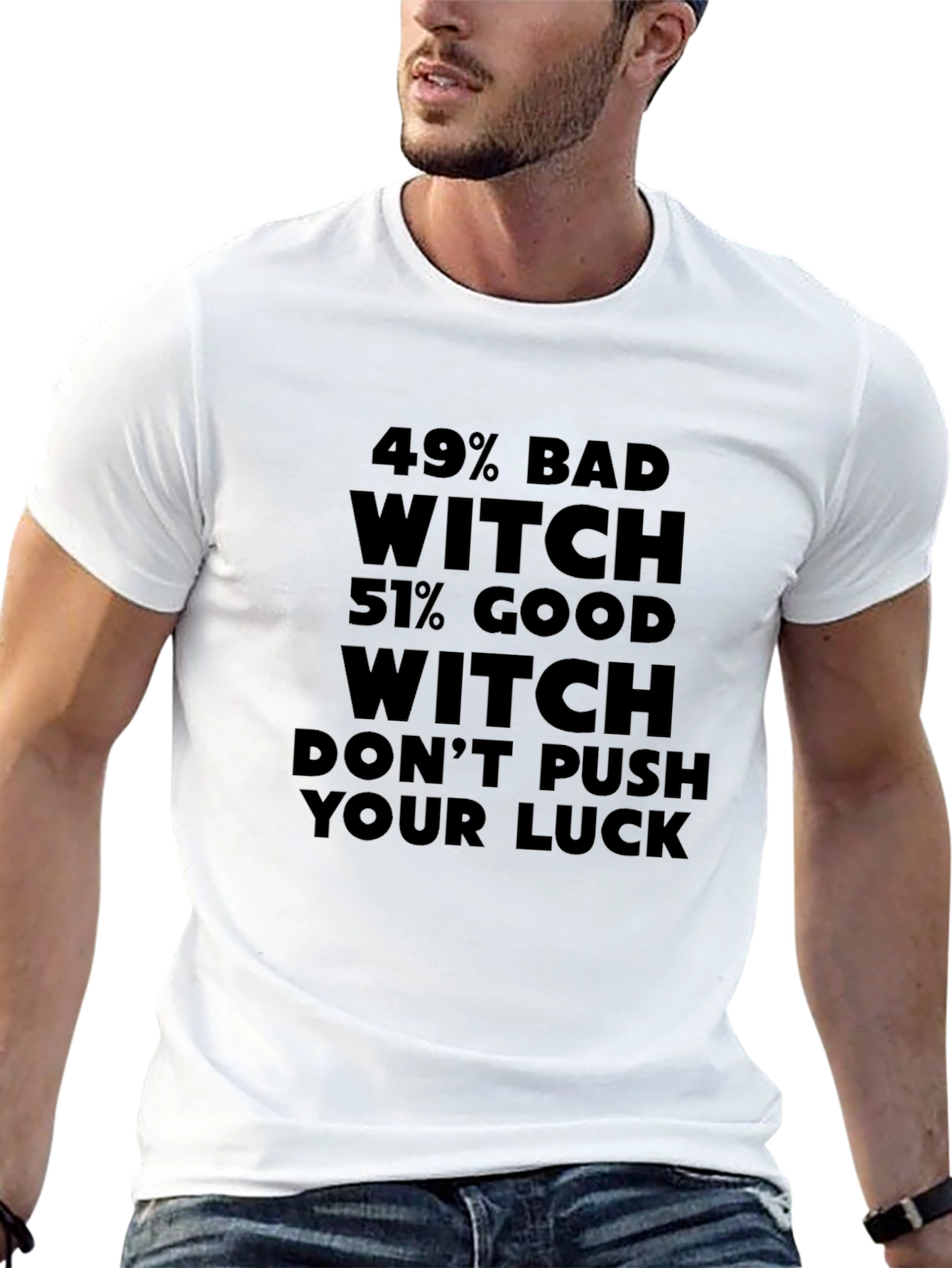 49% Bad Witch 51% Good Witch Black T-Shirt
