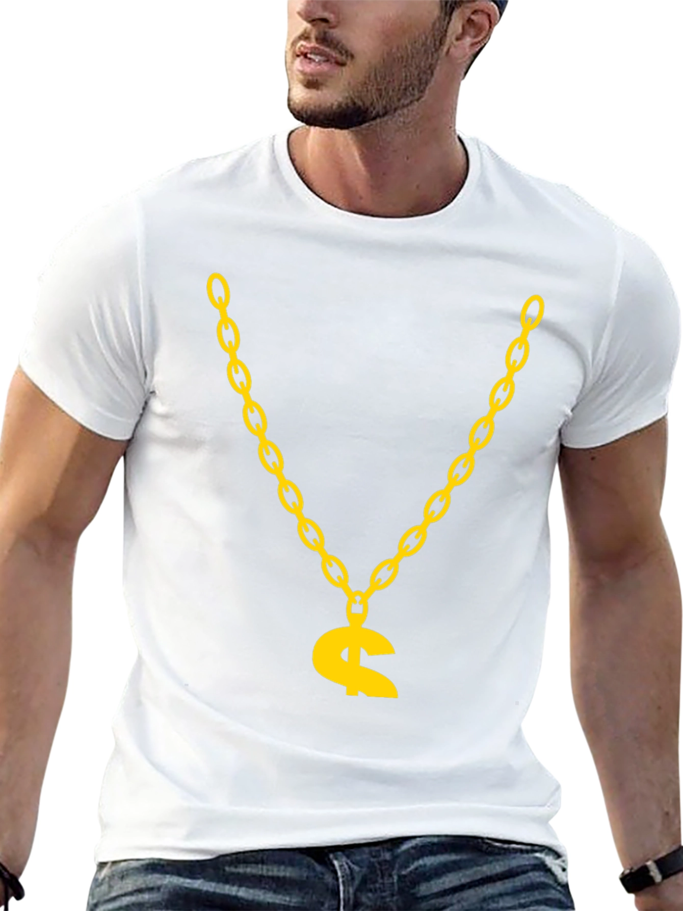 Gold Chain Dollar Sign Graphic Tee