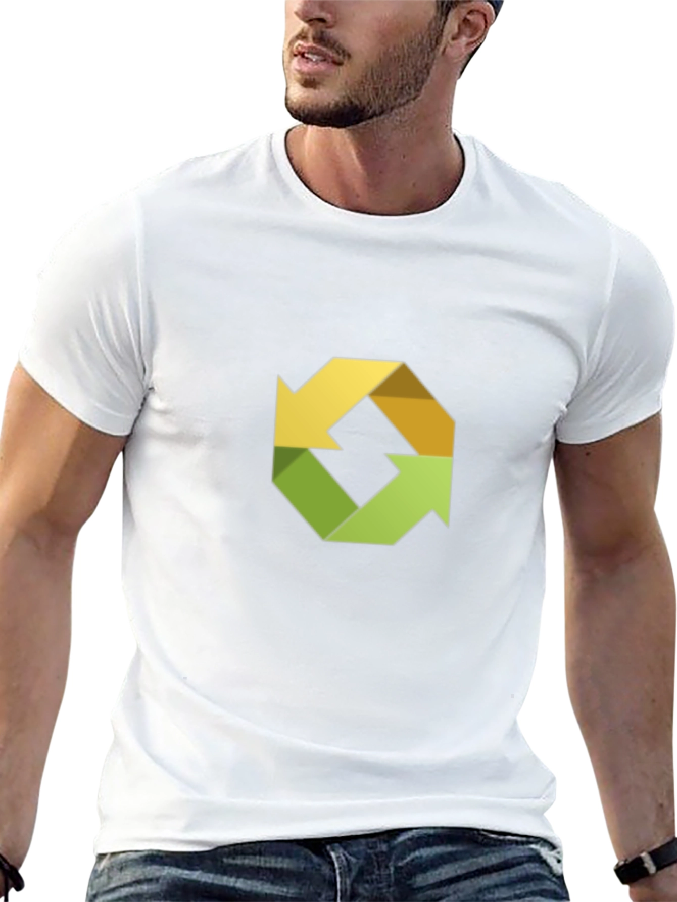 Abstract Arrow Recycle Design Black T-Shirt