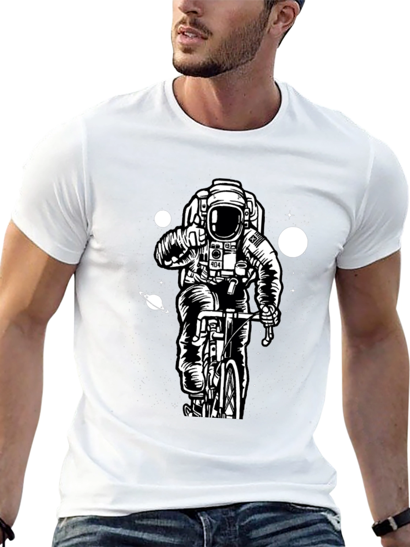 Astronaut Biker T-Shirt - Space Rider Design