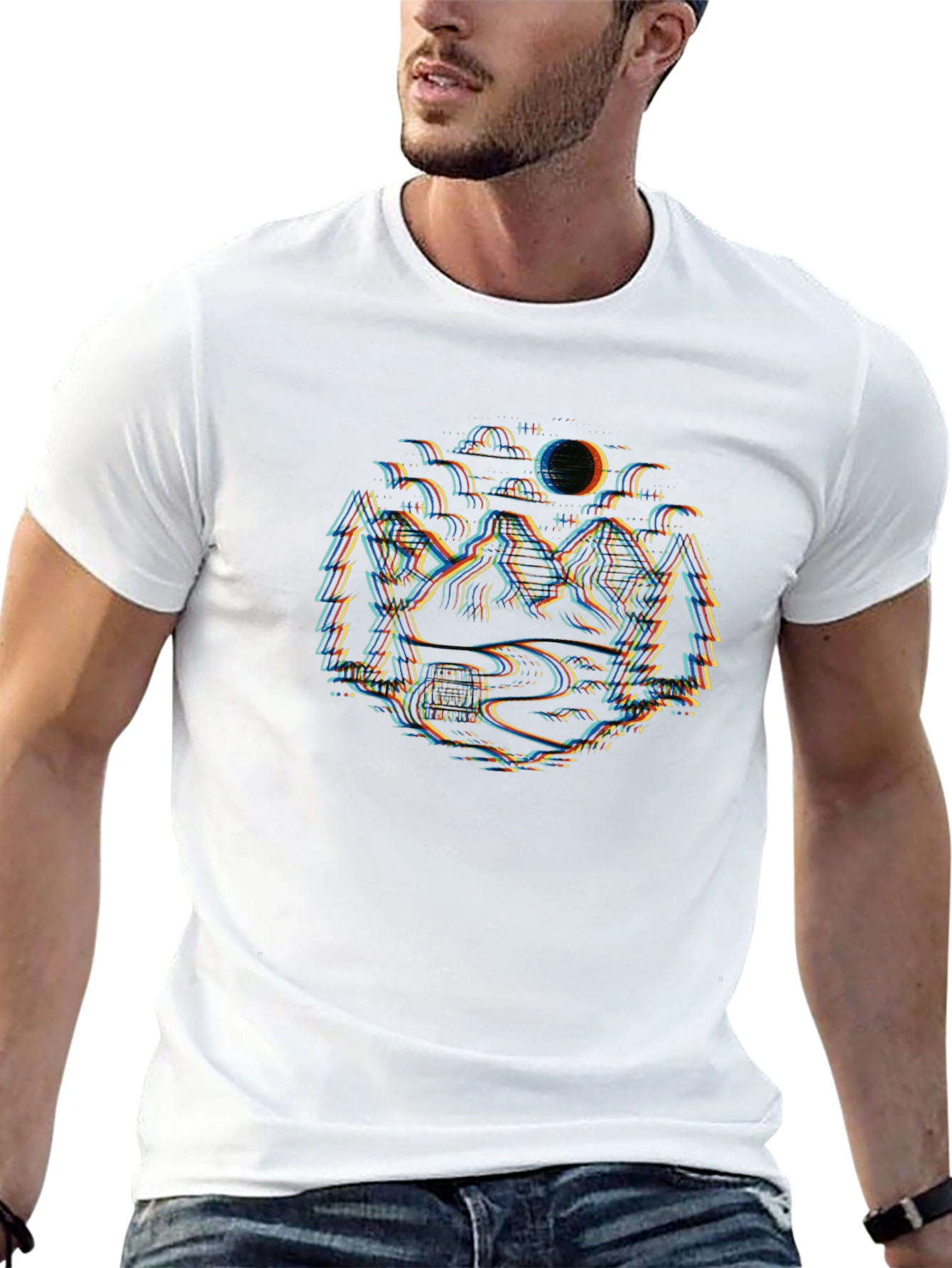 Glitch Landscape Black T-Shirt