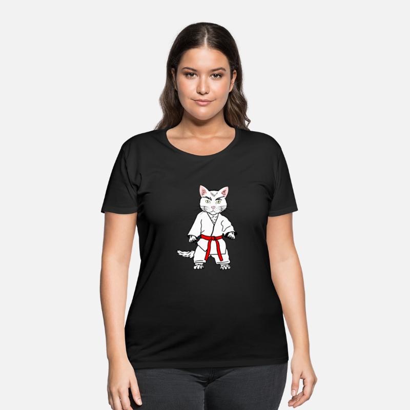 White Karate Cat with Orange Belt