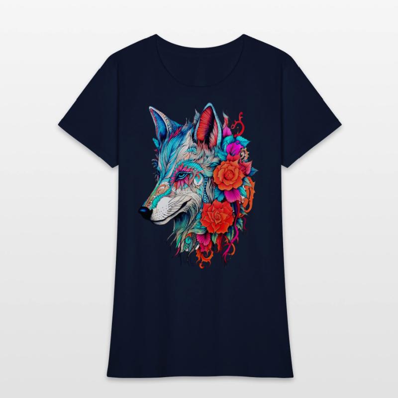 Wolf with Flowers Girls