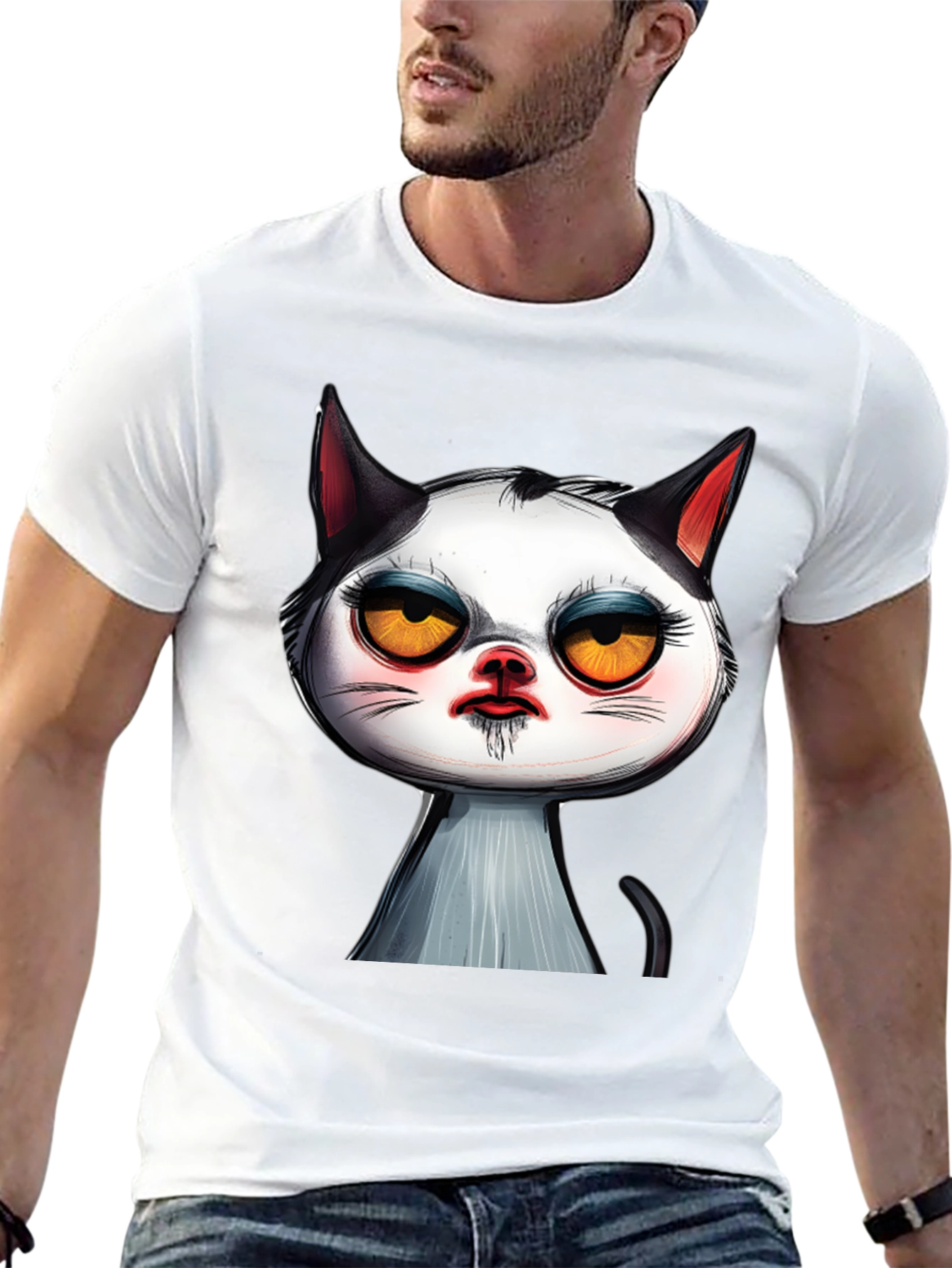 Grumpy Cat Graphic Tee - Black Cotton T-Shirt
