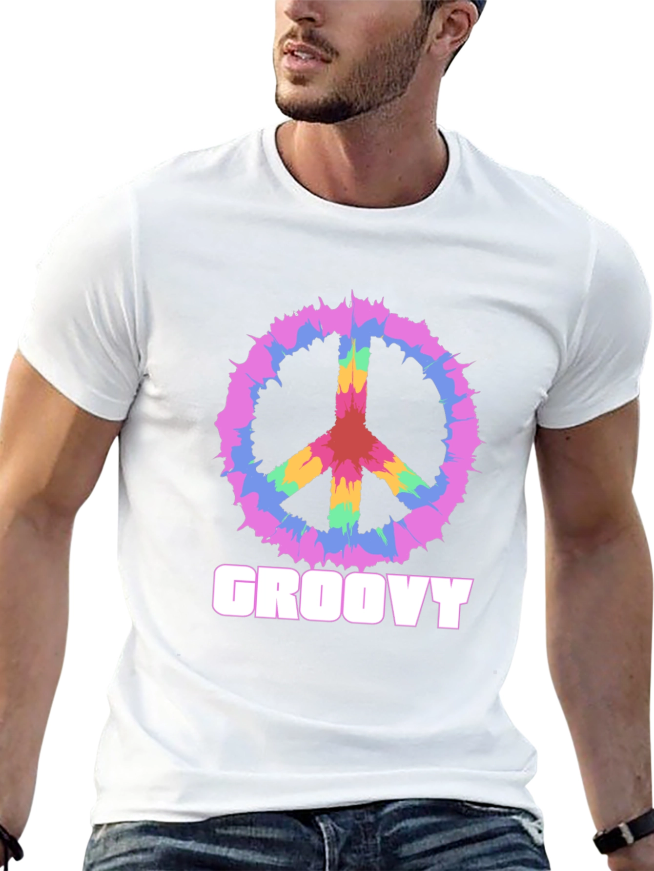 Groovy Peace Sign Graphic Tee - Retro Style