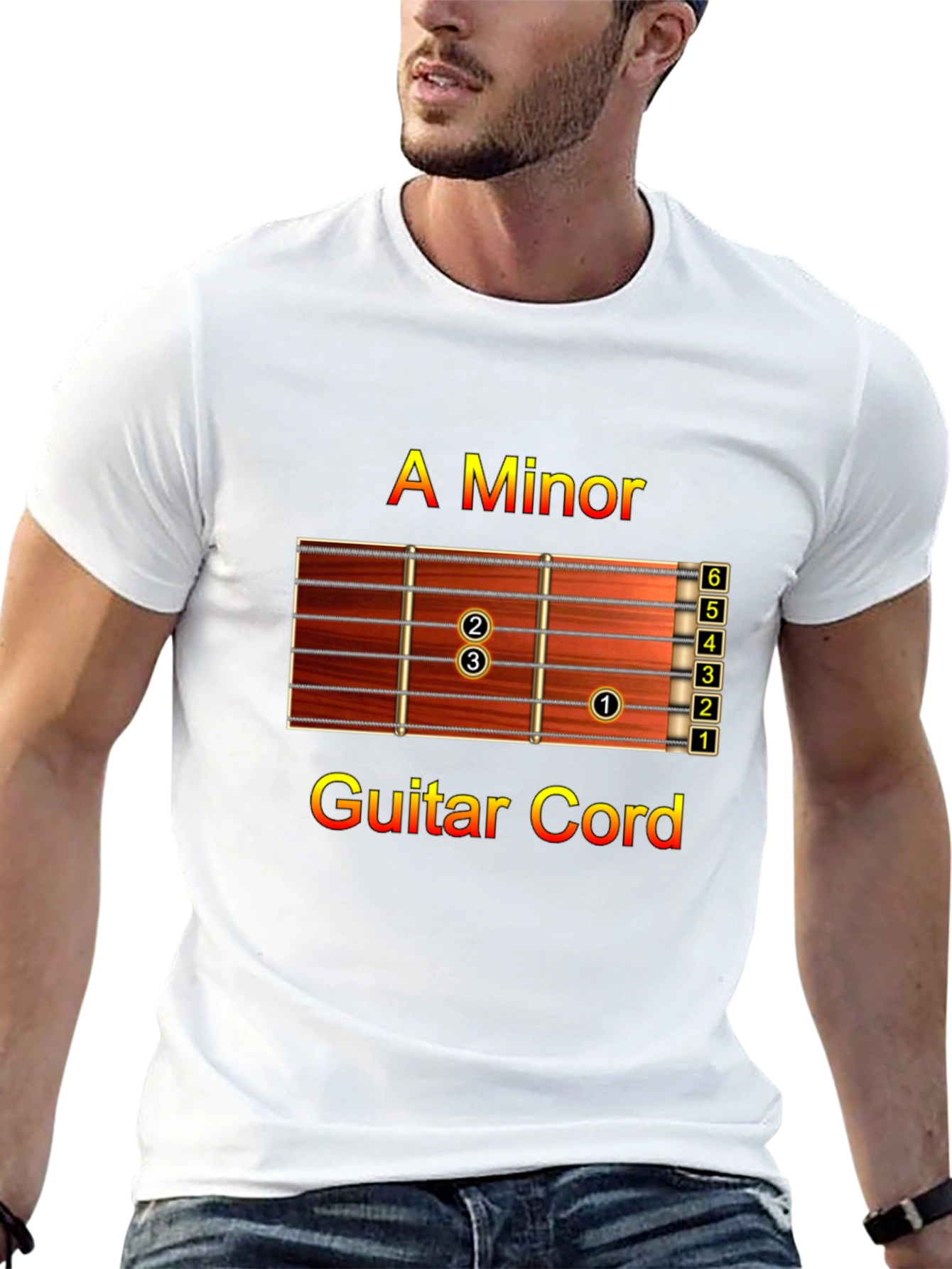 A Minor Guitar Chord Black T-Shirt