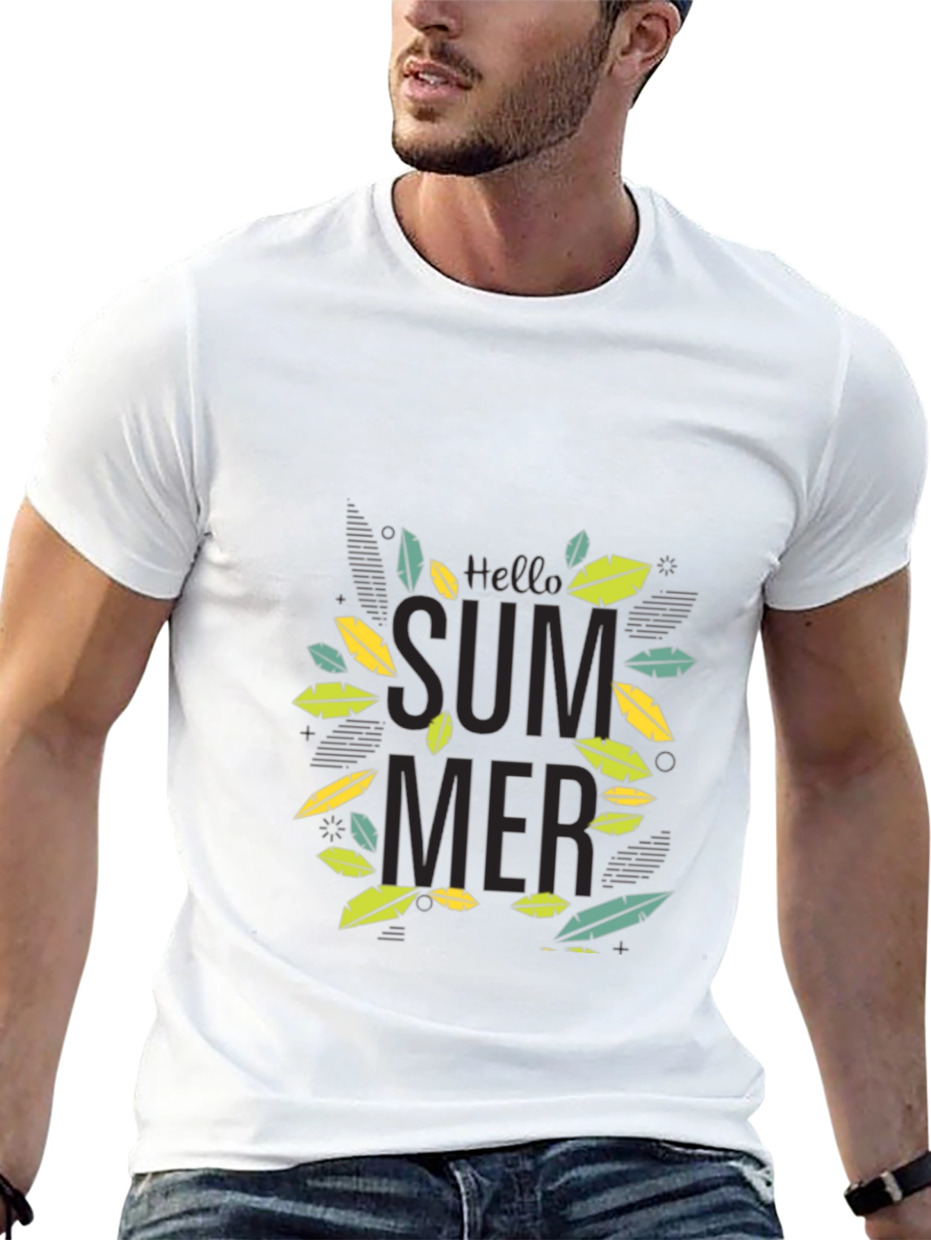 Hello Summer Graphic Tee - Black Cotton Blend