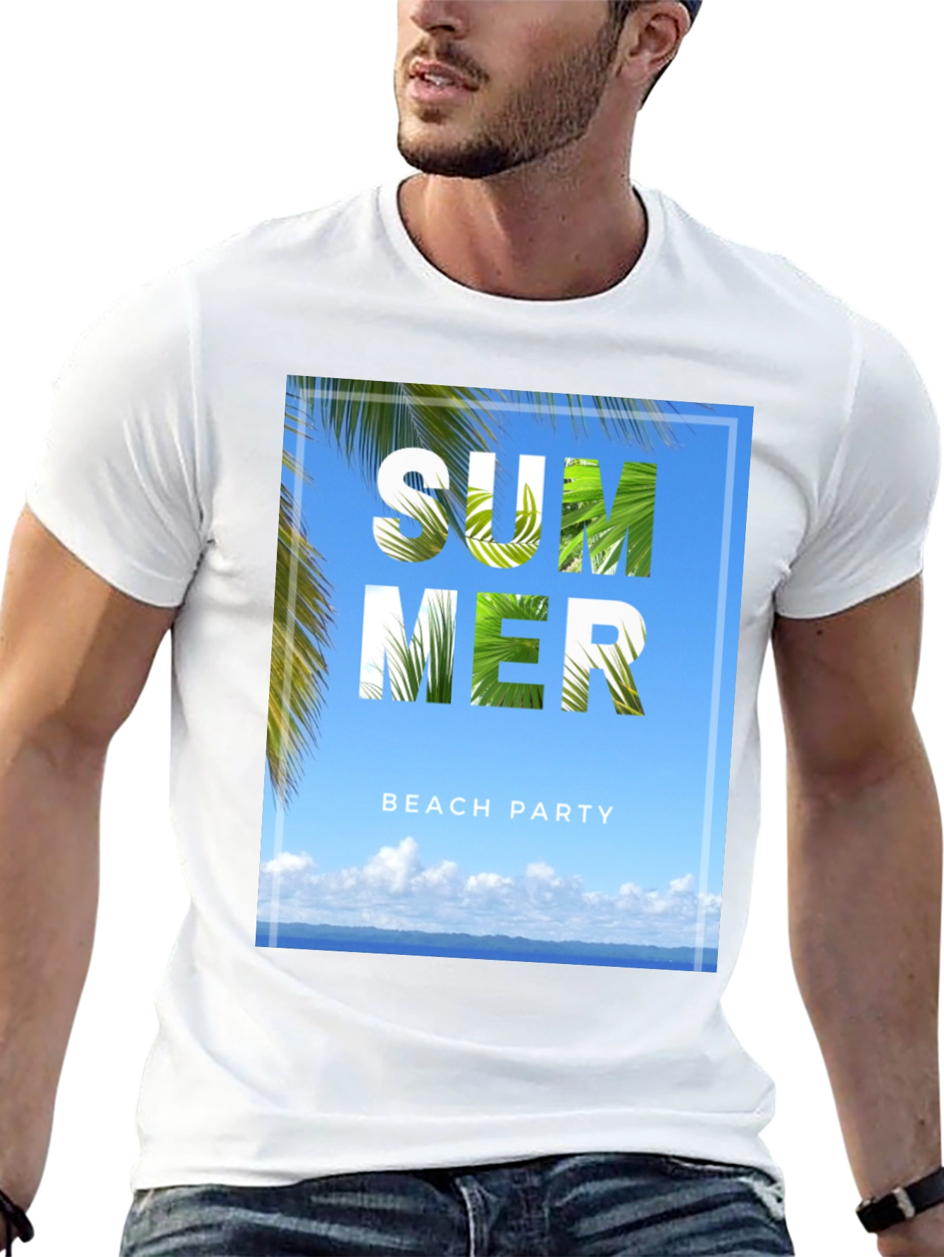Summer Beach Party Graphic Tee - Black