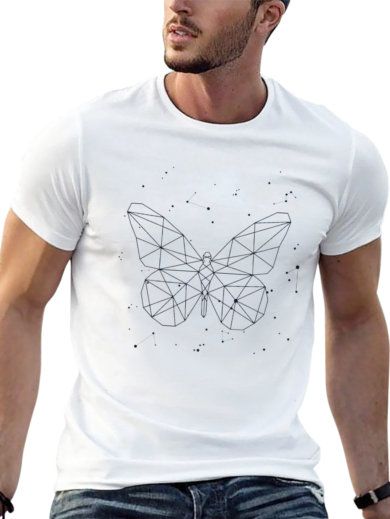 Geometric Butterfly Black T-Shirt